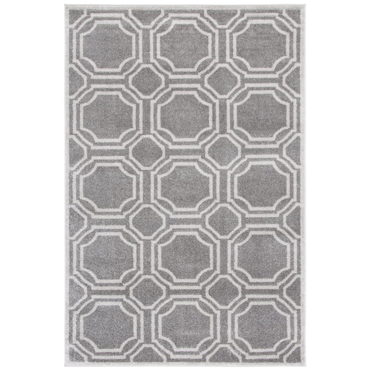 Geometric Harmony 6' x 9' Grey and Light Grey Synthetic Area Rug