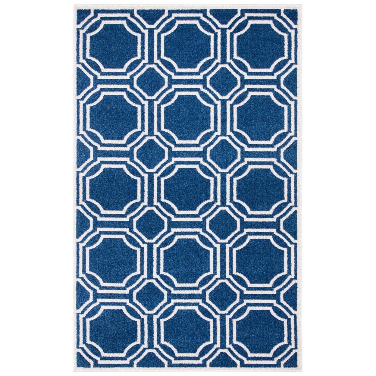 Navy and Ivory Geometric Wool Area Rug 3' x 5'