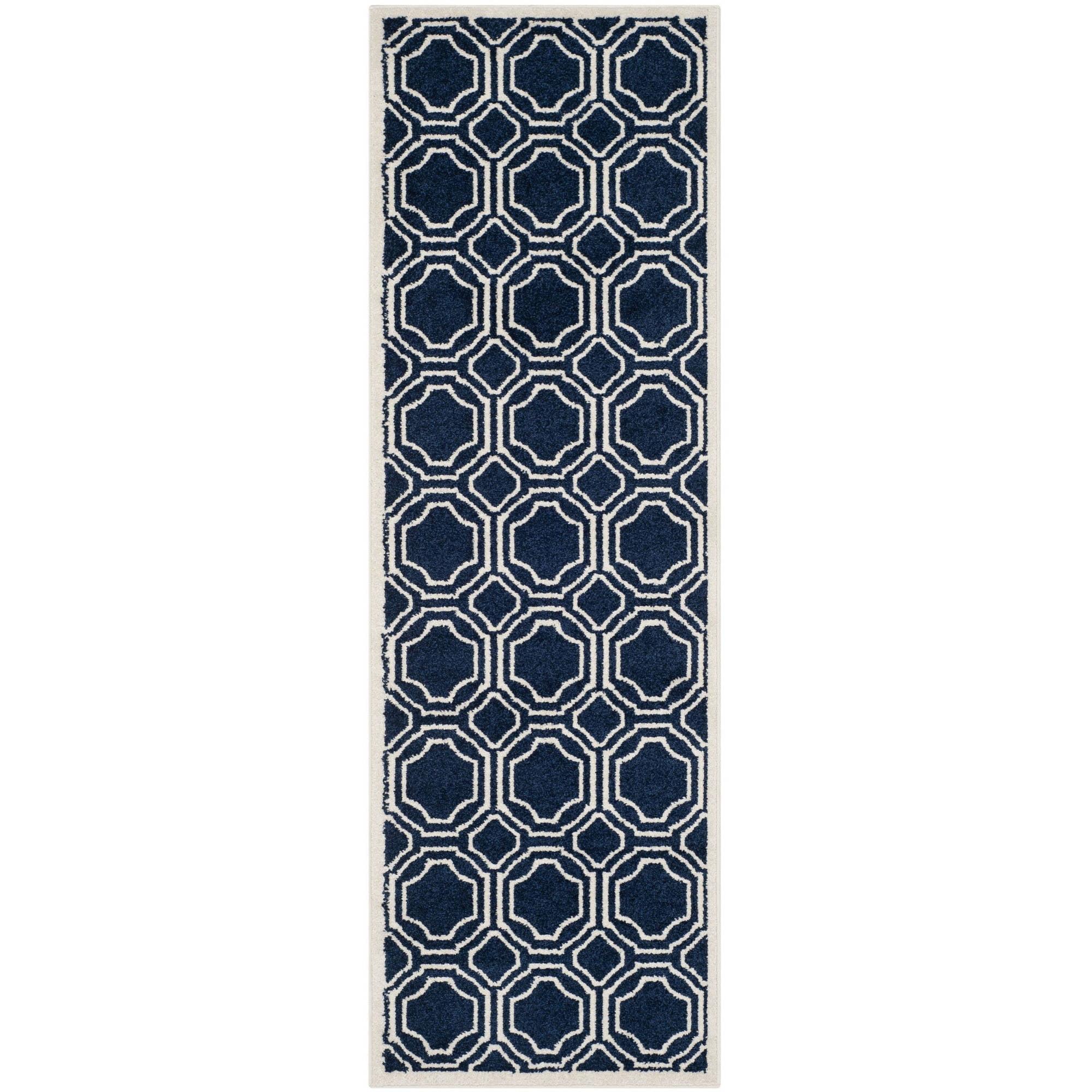 Amherst AMT411 Power Loomed Runner Rug - Navy/Ivory - 2'3"x11' - Safavieh.