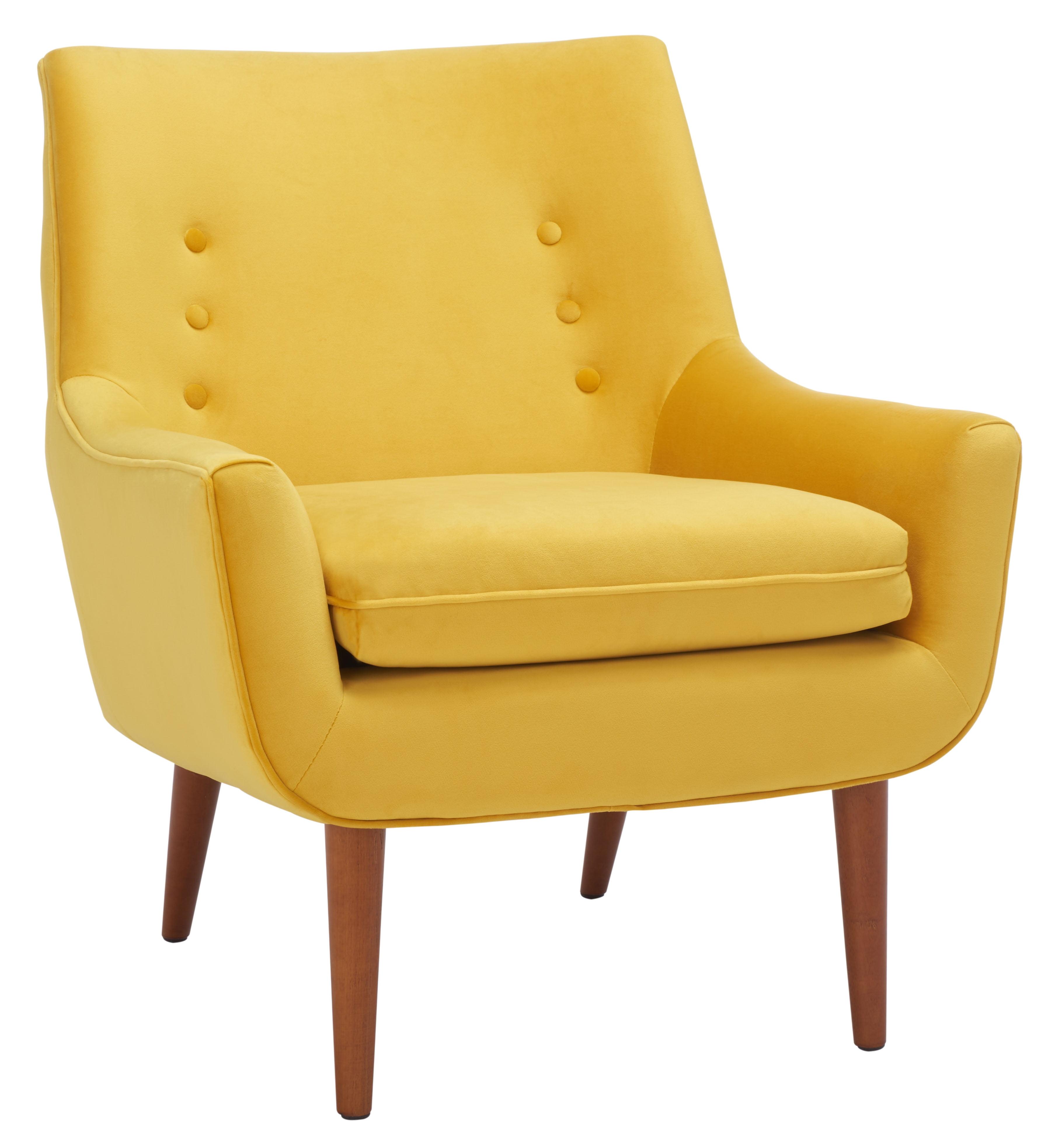 Amina Gold Velvet and Wood Tufted Accent Chair