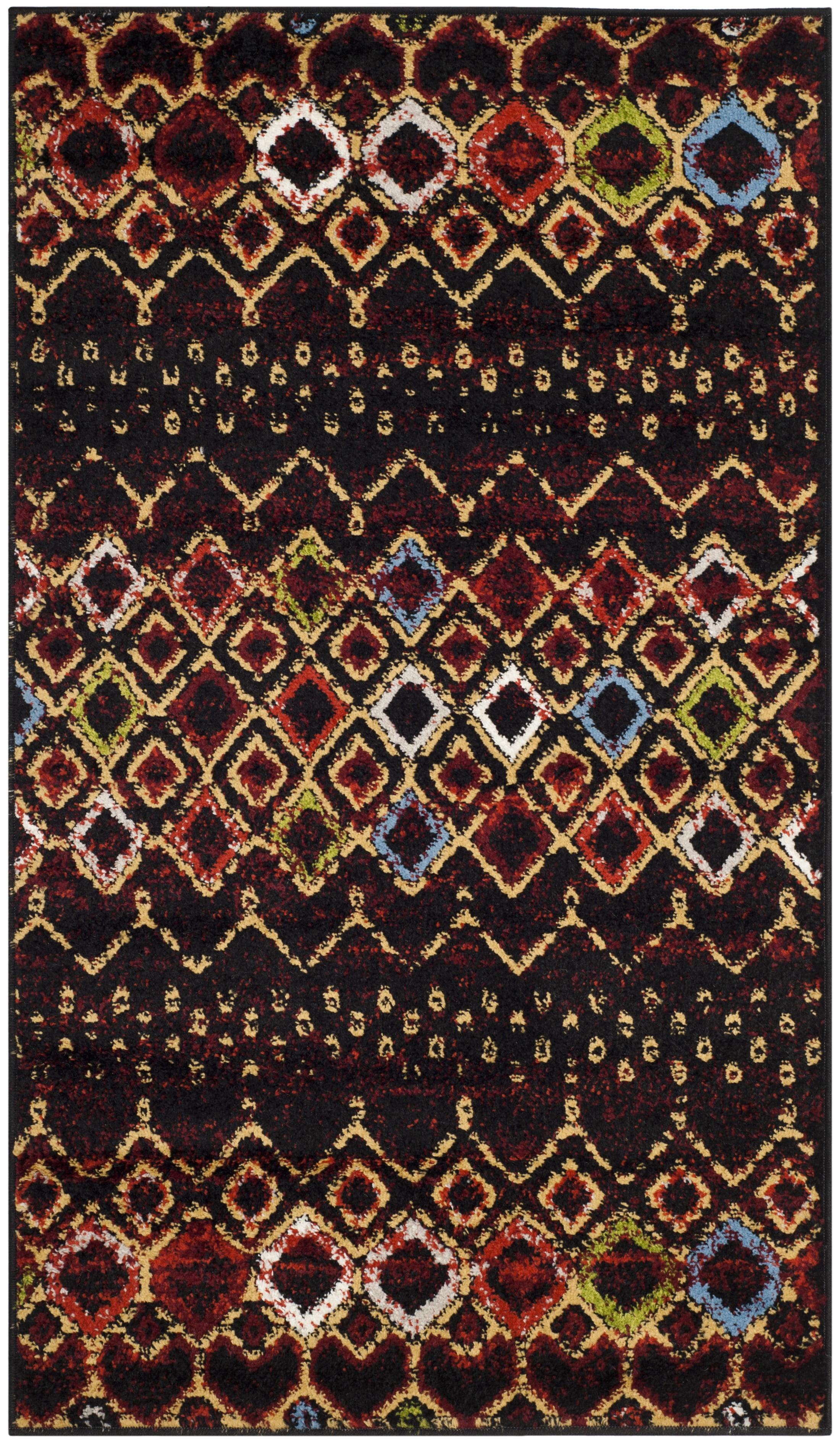 Amsterdam Black and Multicolor Geometric Area Rug 3' x 5'