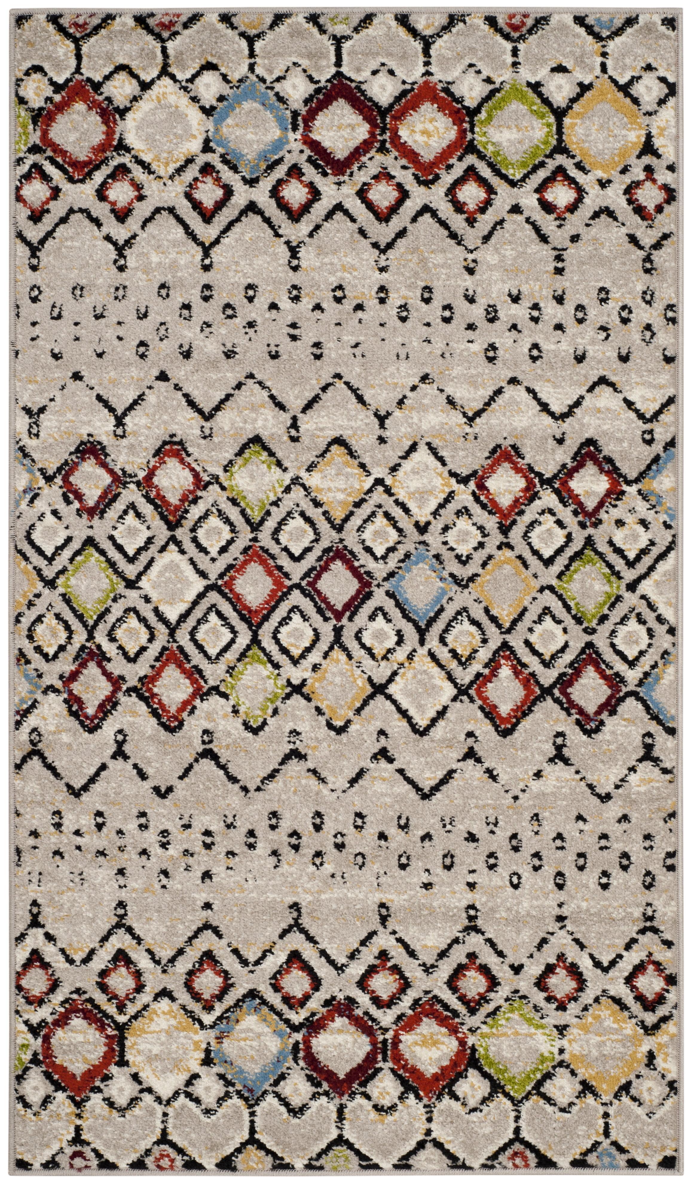 SAFAVIEH Amsterdam Gladwin Geometric Area Rug, Light Grey/Multi, 2'3" x 4'