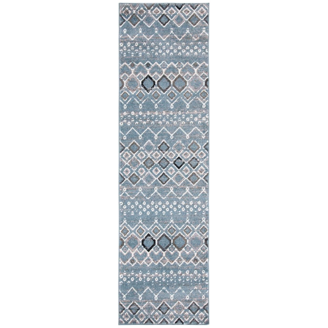 Amsterdam AMS108 Power Loomed Indoor Runner Rug - Blue/Ivory - 2'3"x14' - Safavieh