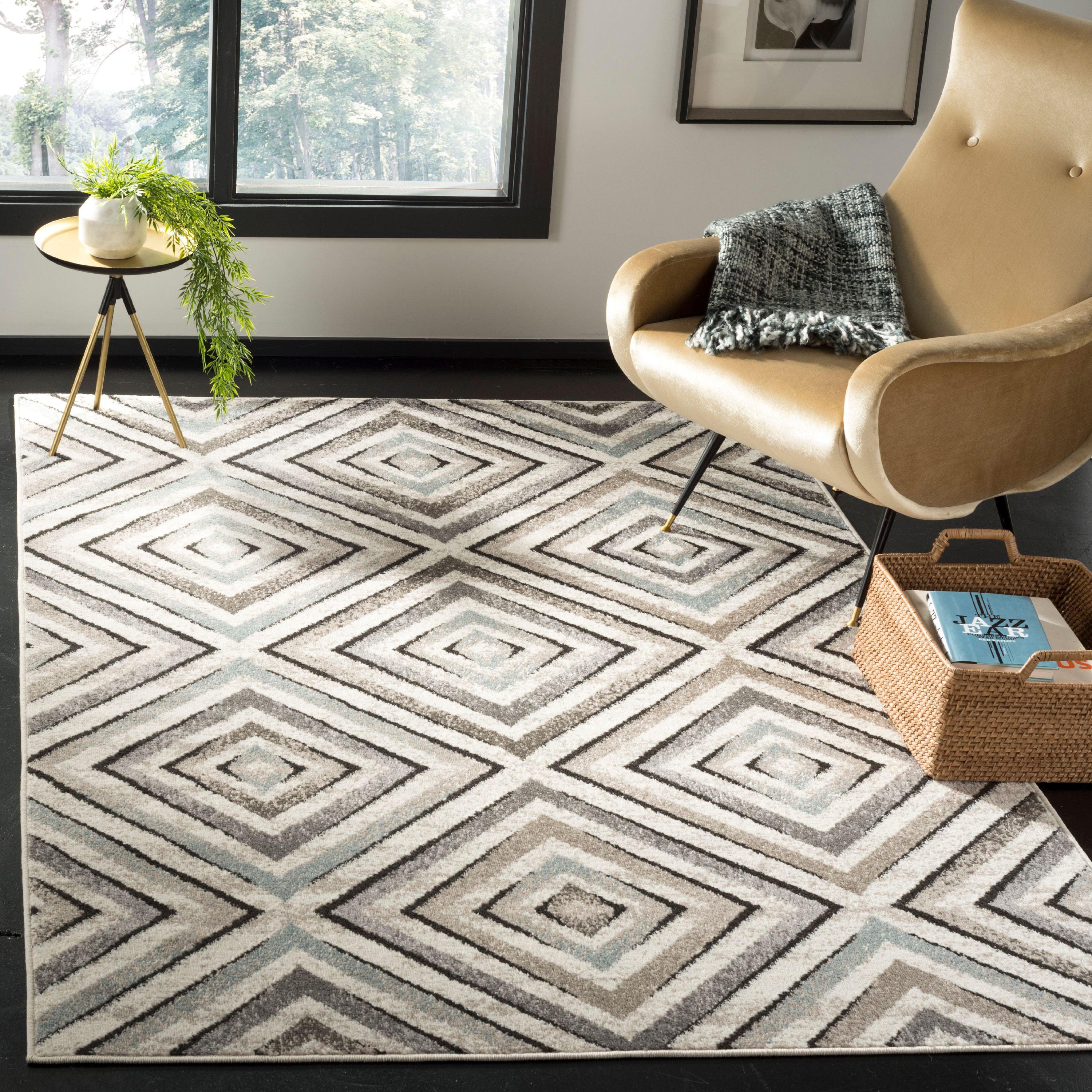 SAFAVIEH Amsterdam Rebeca Geometric Diamonds Area Rug, Cream/Beige, 9' x 12'