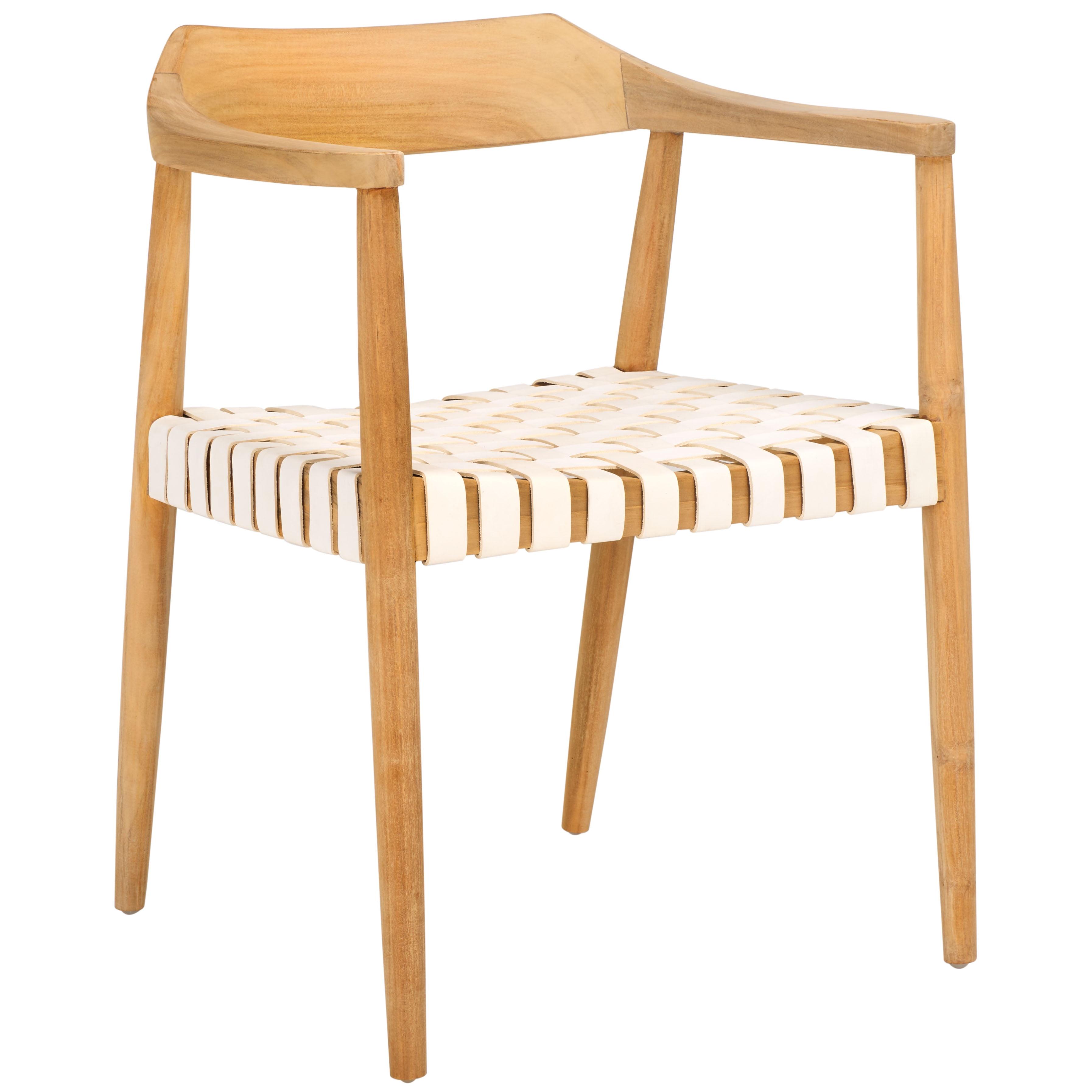 Amycus Accent Chair - ACH1202 - White/Natural Teak - Safavieh