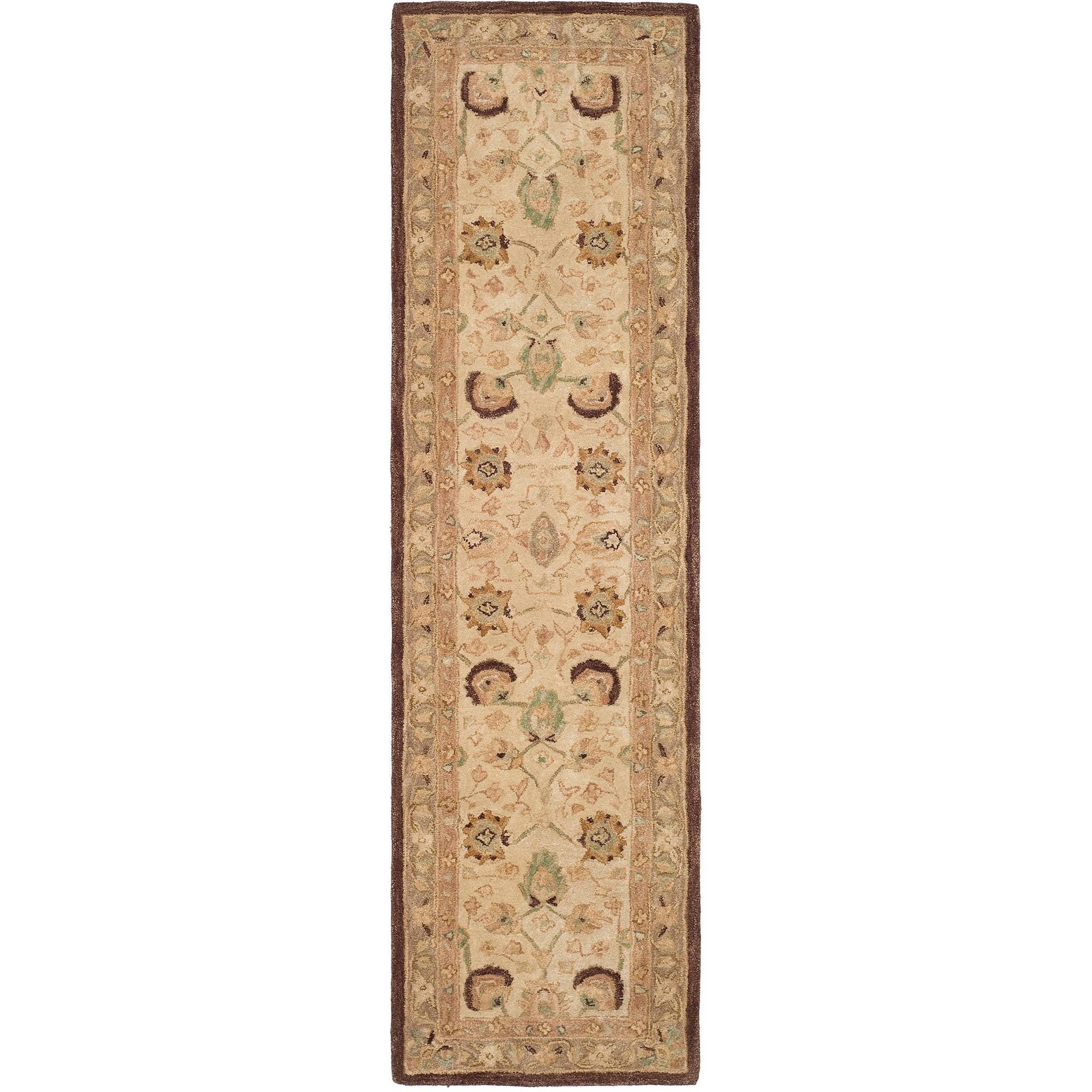 Anatolia AN512 Hand Tufted Indoor Runner Rug - Ivory/Brown - 2'3"x10' - Safavieh