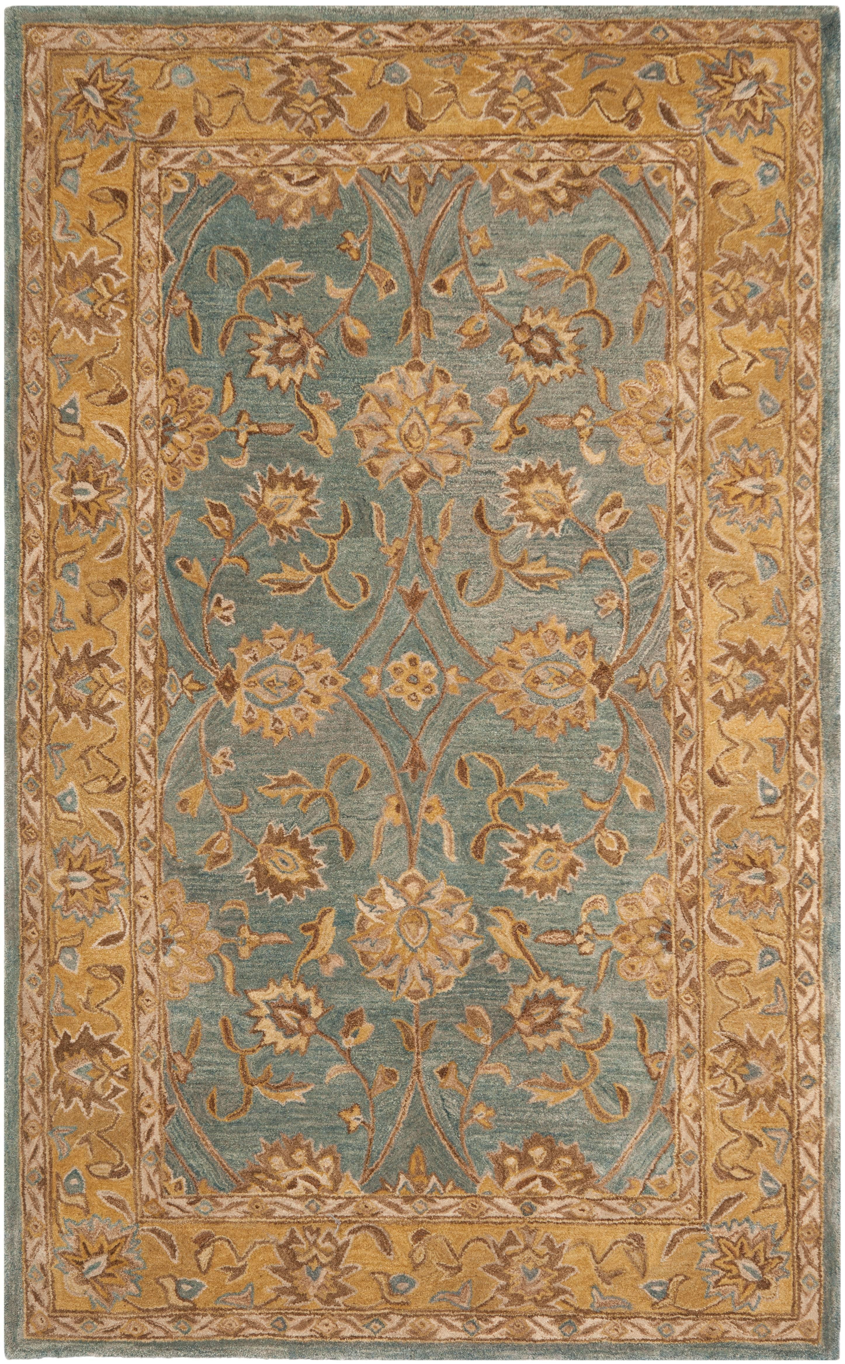 Handmade Tufted Wool Anatolia-Inspired Blue Rug 4' x 6'