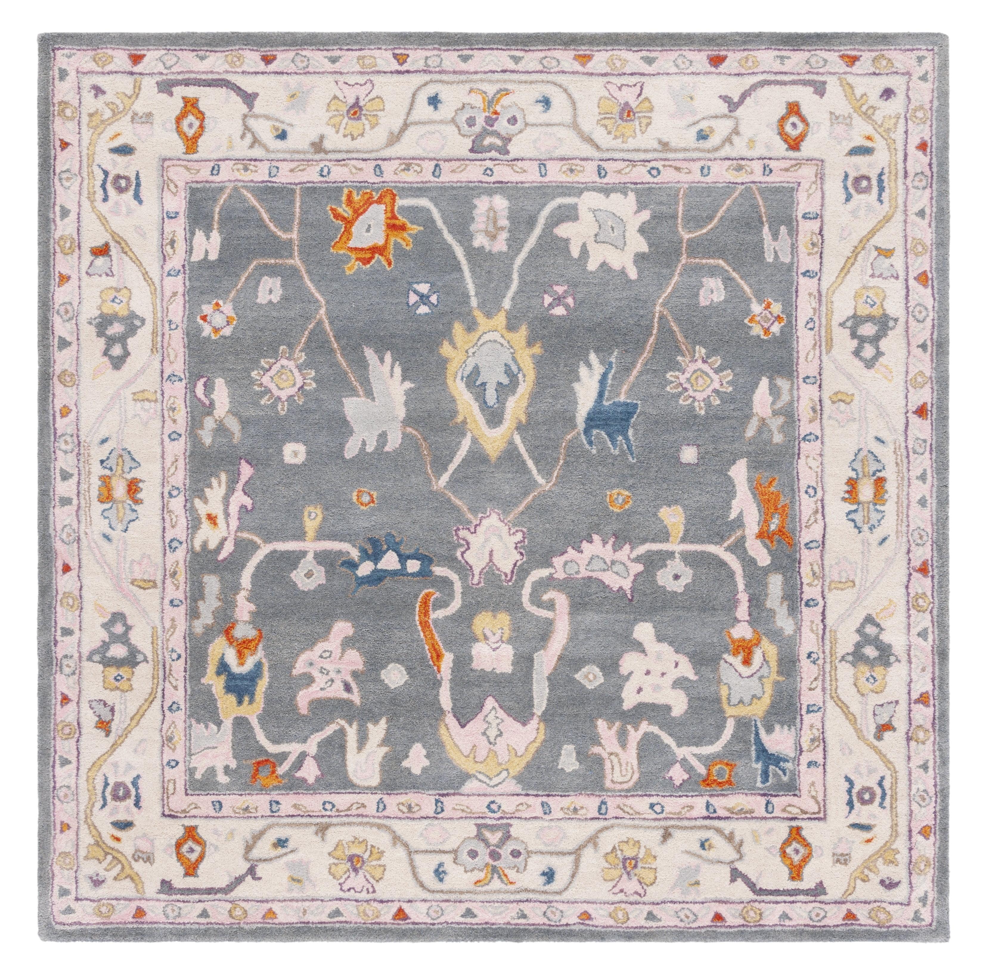 Anatolia AN513 Hand Tufted Area Rug  - Dark Grey/Ivory - 6'x6' - Safavieh.