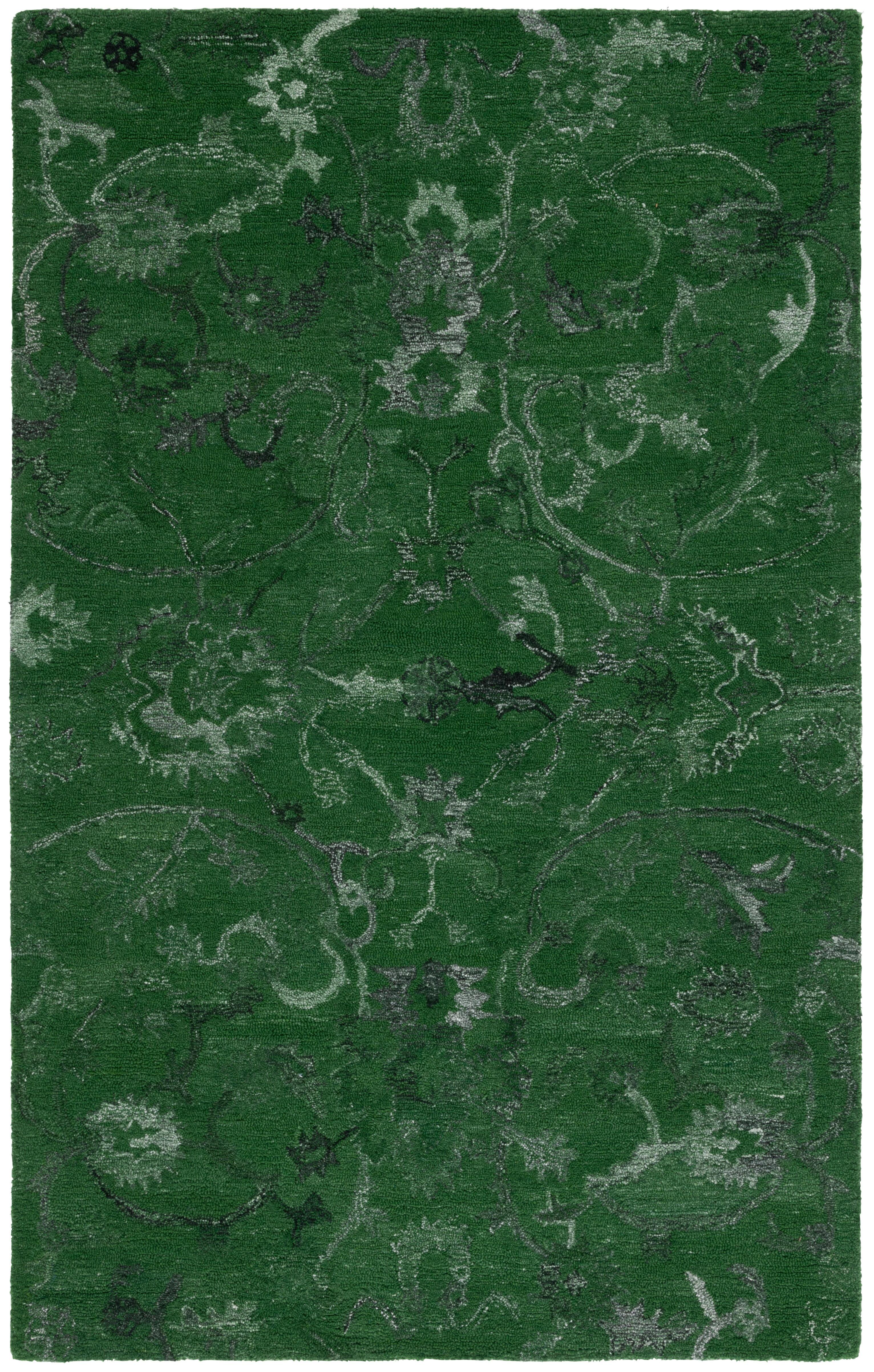 Anatolia AN401 Handmade Tufted Area Rug - Dark Green - 4' X 6' - Safavieh
