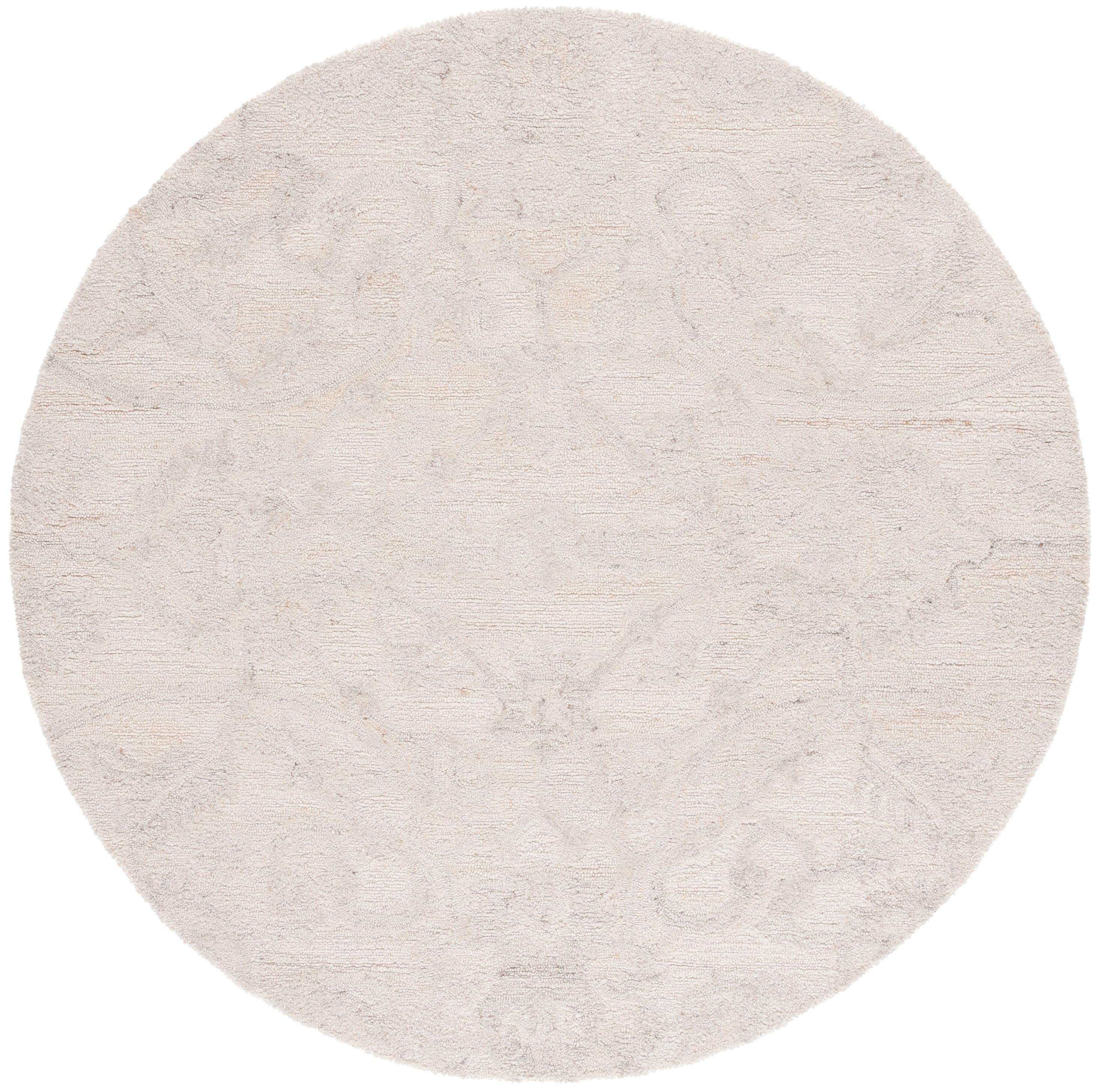 Abstract ABT279 Handmade Tufted Area Rug - Beige/Grey - 6' X 6'  Round - Safavieh