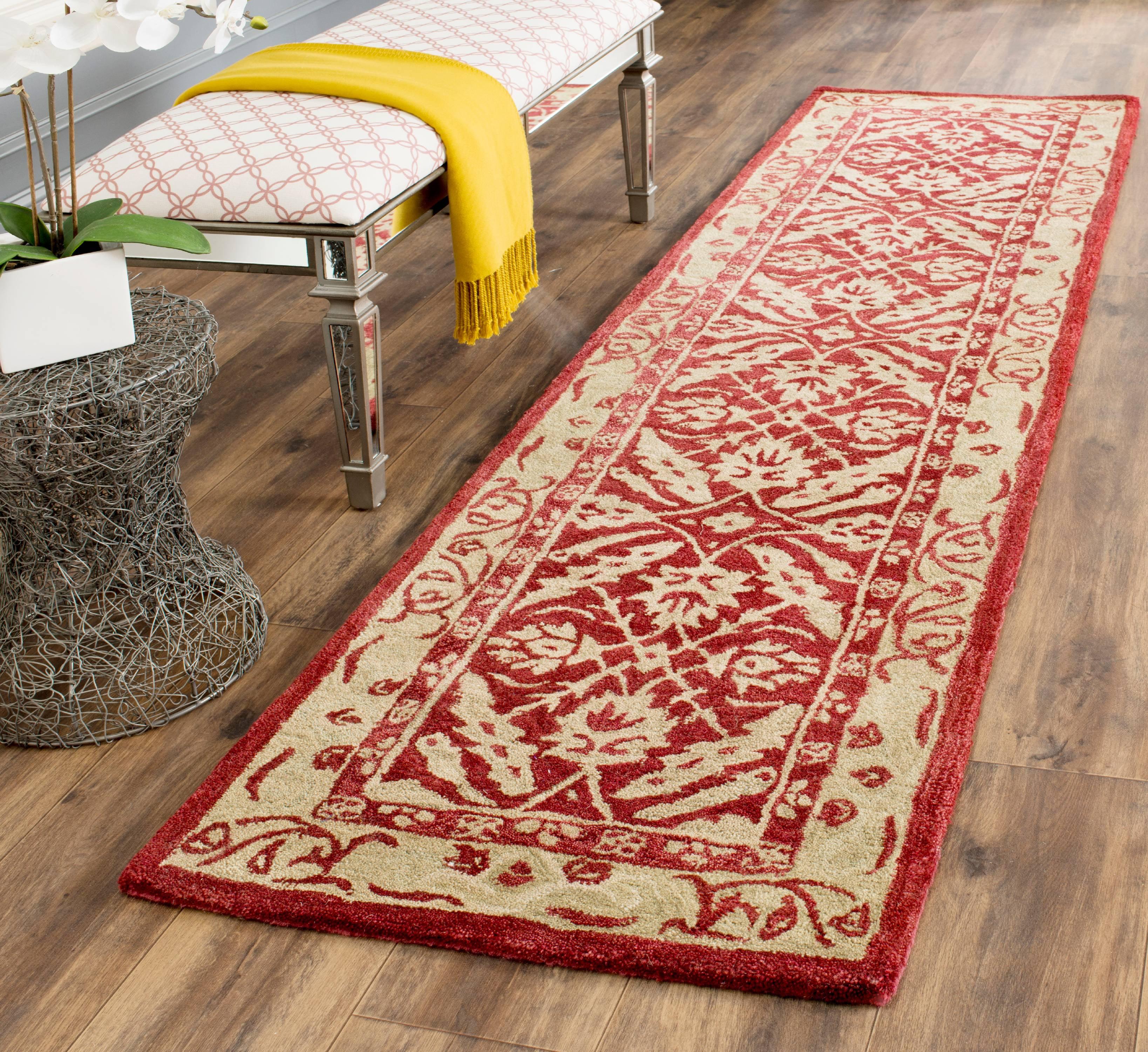 Anatolia AN583 Hand Tufted Indoor Runner Rug - Red/Ivory - 2'3"x8' - Safavieh