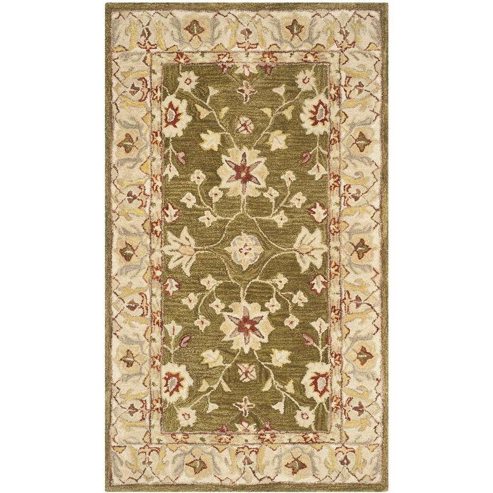 Anatolia AN562 Hand Tufted Indoor Area Rug - Moss/Ivory - 4'x6' - Safavieh