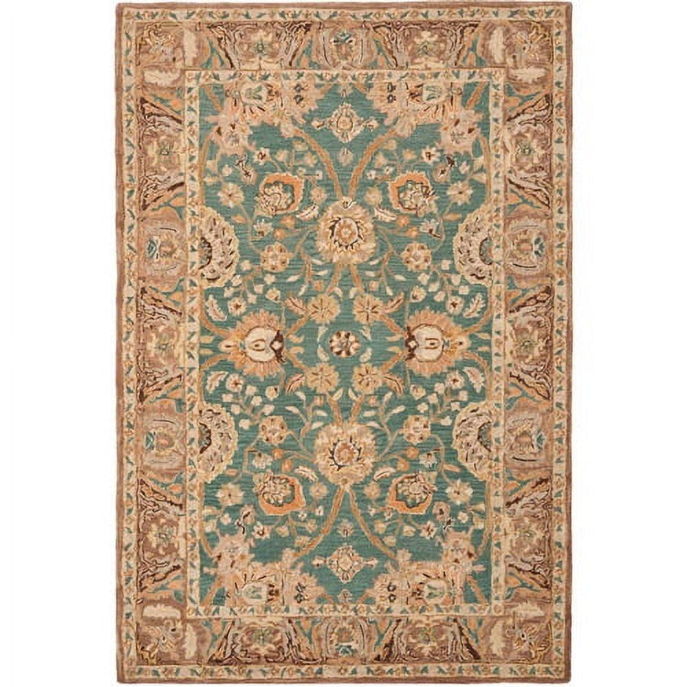 Anatolia AN558 Hand Tufted Indoor Area Rug - Teal/Camel - 6'x9' - Safavieh