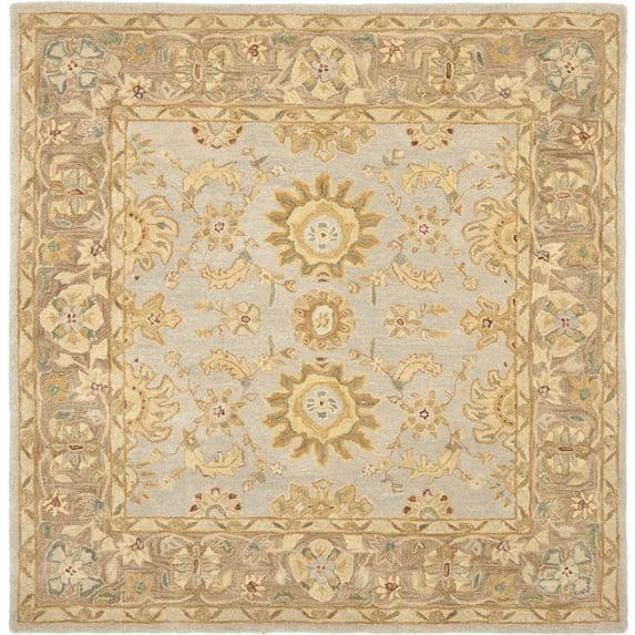 SAFAVIEH Anatolia Shelby Traditional Wool Area Rug, Teal/Brown, 6' x 6' Square