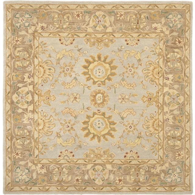 SAFAVIEH Anatolia Shelby Traditional Wool Area Rug, Teal/Brown, 6' x 6' Square