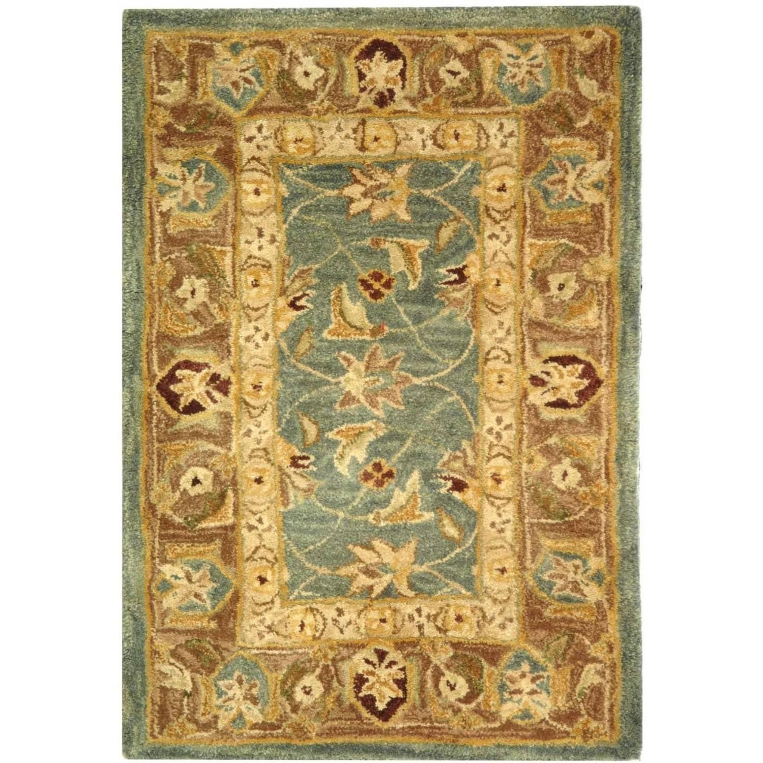 Anatolia AN549 Hand Tufted Indoor Accent Rug - Teal Blue/Taupe - 2'x3' - Safavieh
