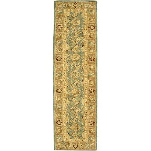 SAFAVIEH Anatolia Sophia Floral Wool Runner Rug, Teal Blue/Taupe, 2'3" x 8'