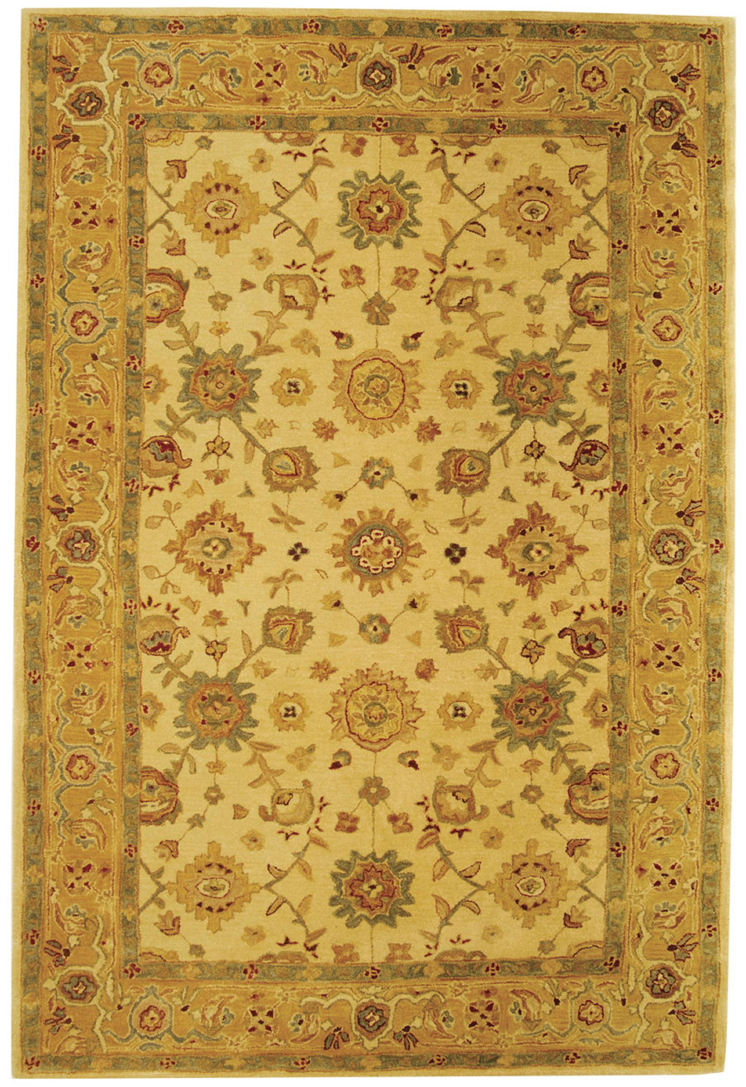 Ivory and Gold Handmade Tufted Wool 4' x 6' Rug