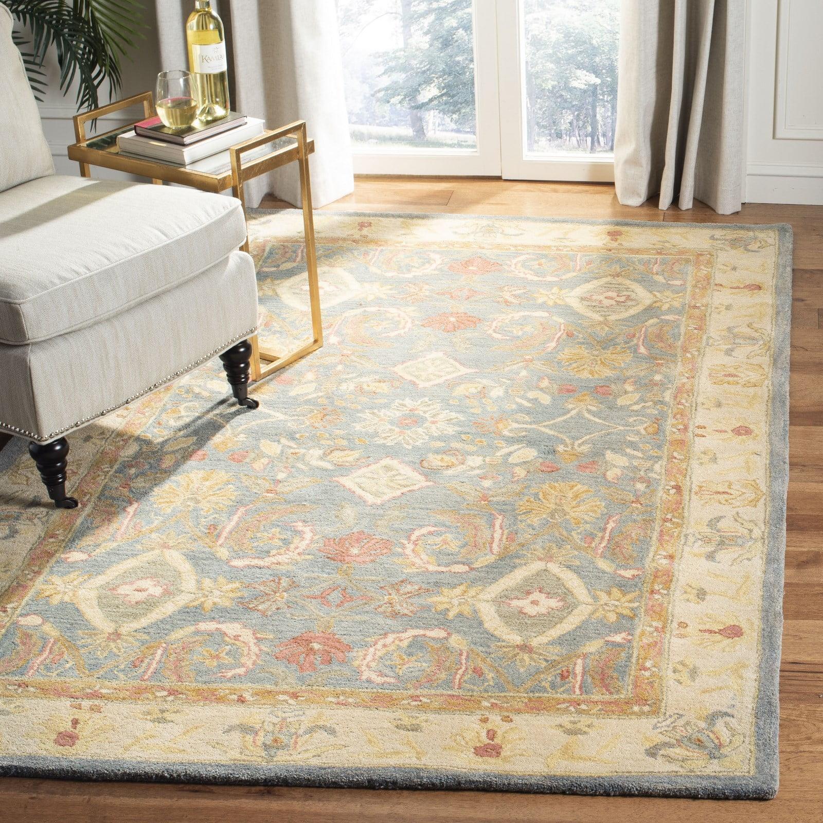 SAFAVIEH Anatolia Stephen Traditional Wool Area Rug, Light Blue/Ivory, 12' x 15'