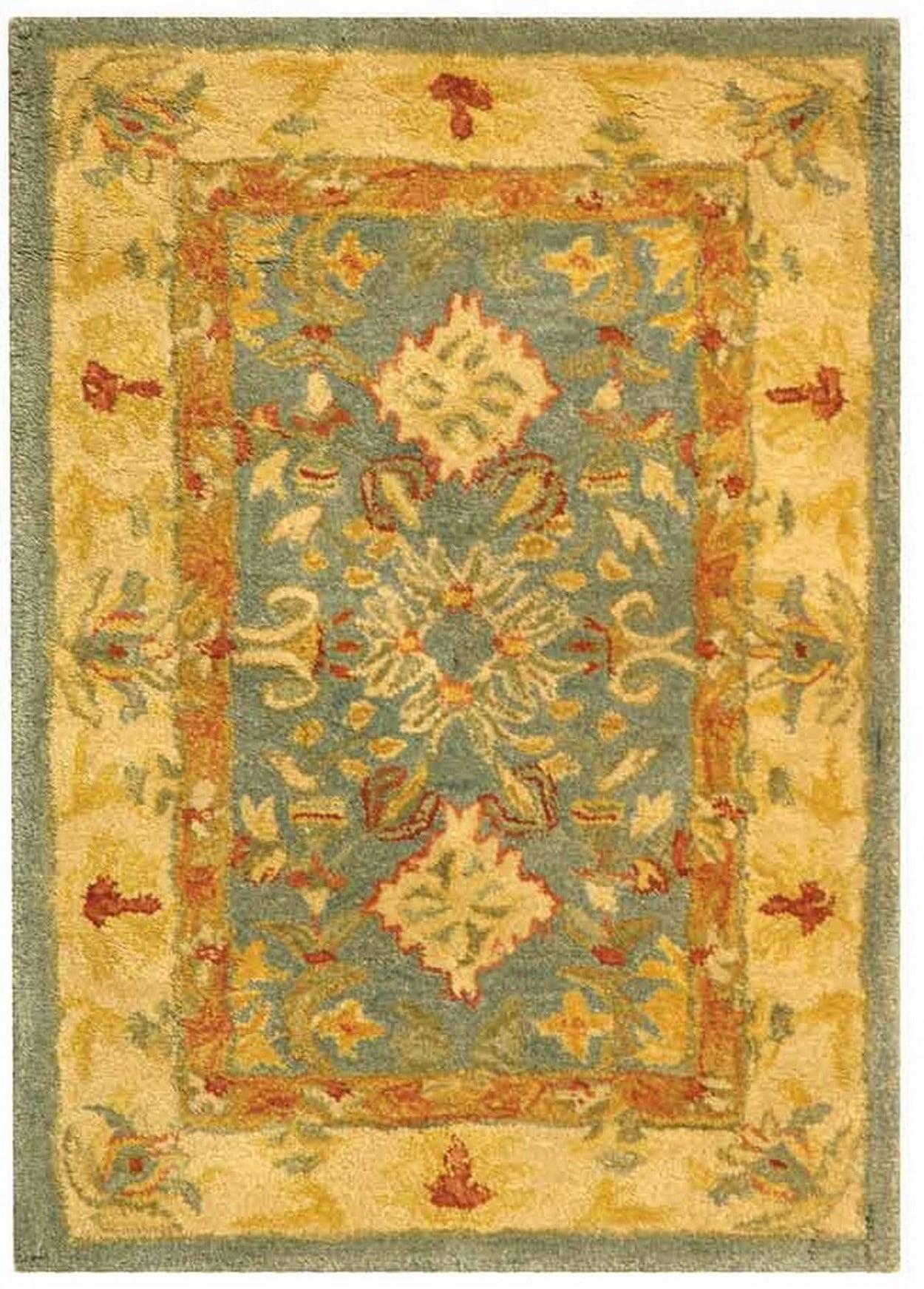 Katina Light Blue Floral Hand-Tufted Wool Rectangular Rug