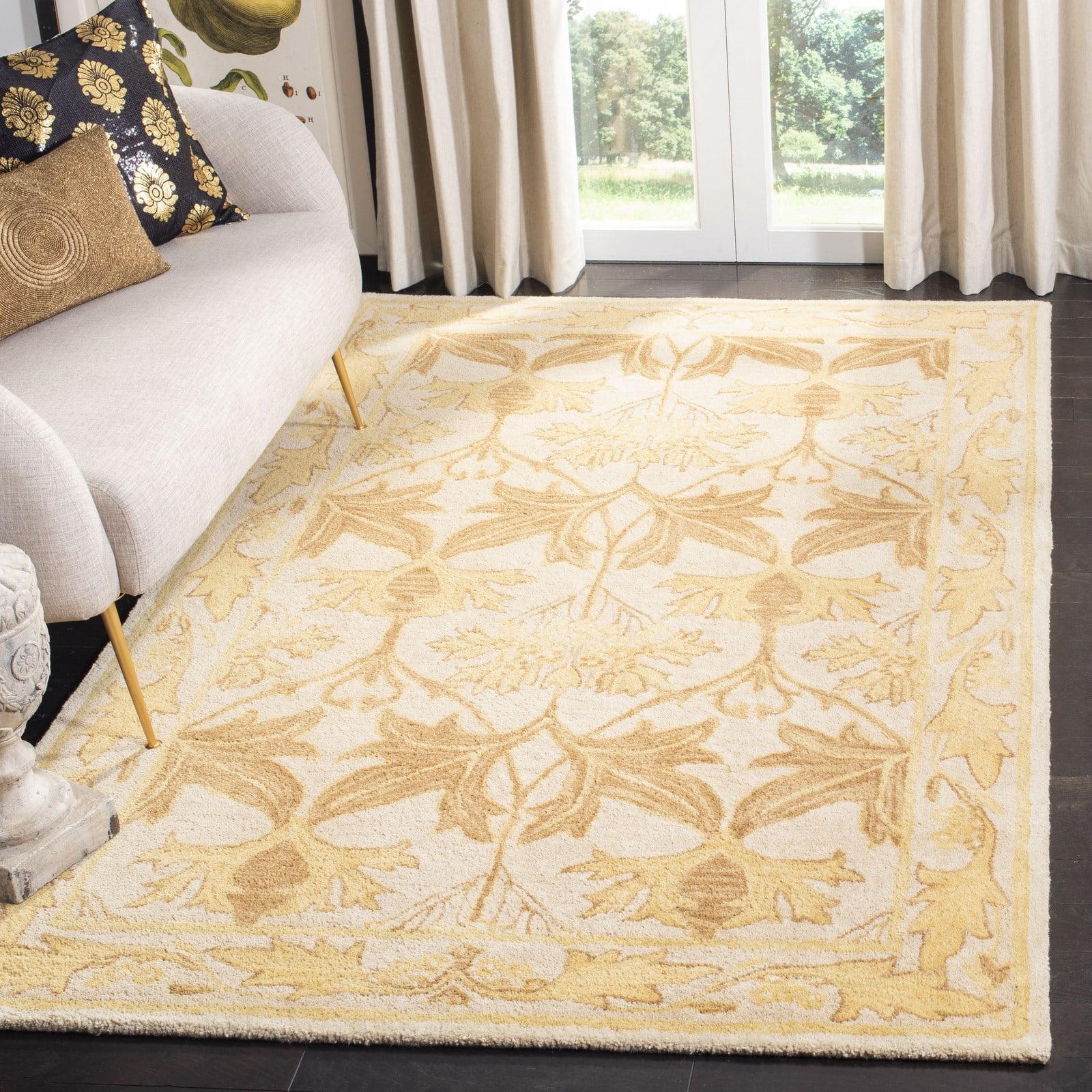SAFAVIEH Anatolia Susan Floral Wool Area Rug, Ivory/Gold, 9'6" x 13'6"