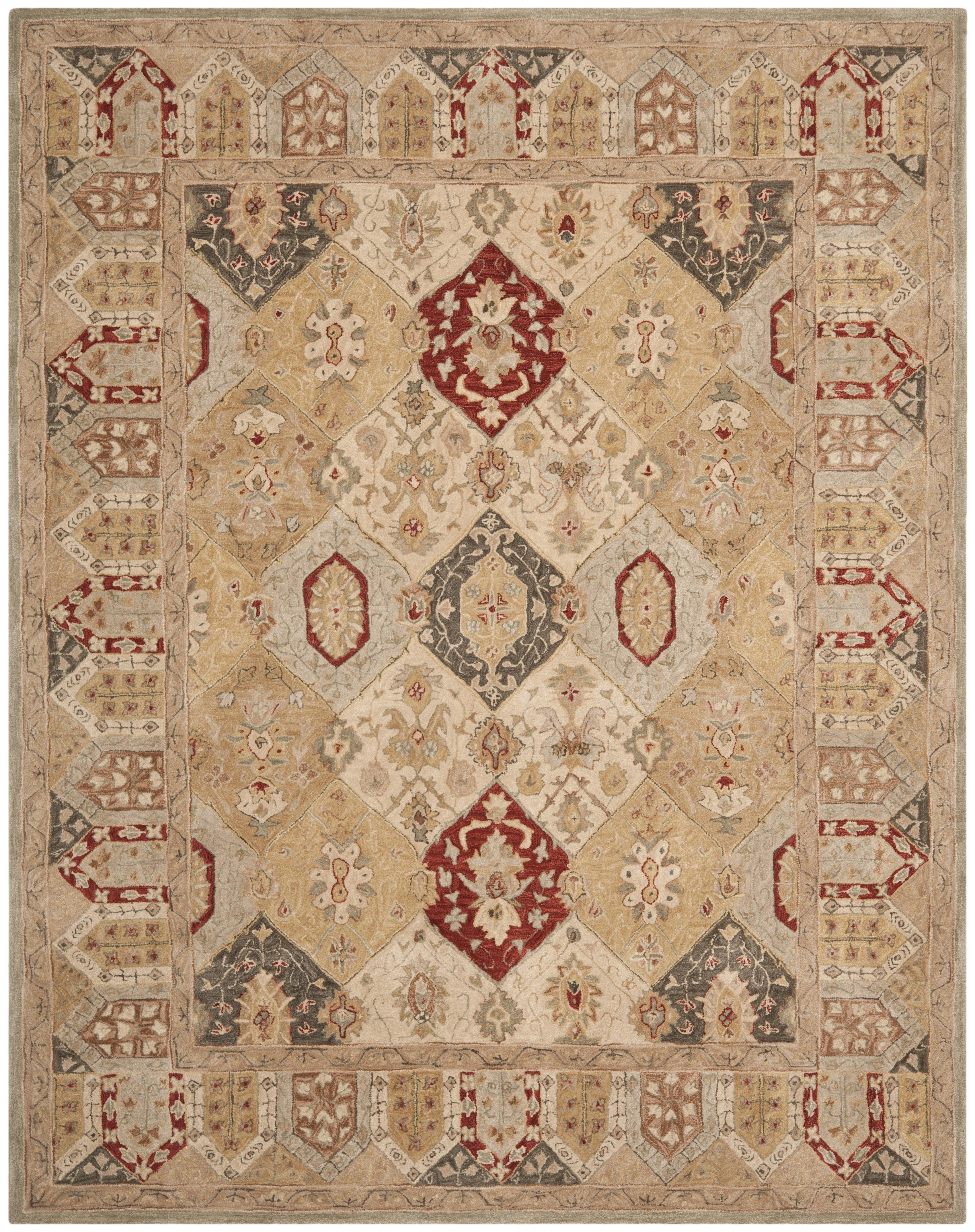 SAFAVIEH Anatolia Taylor Floral Wool Area Rug, Beige/Multi, 9' x 12'