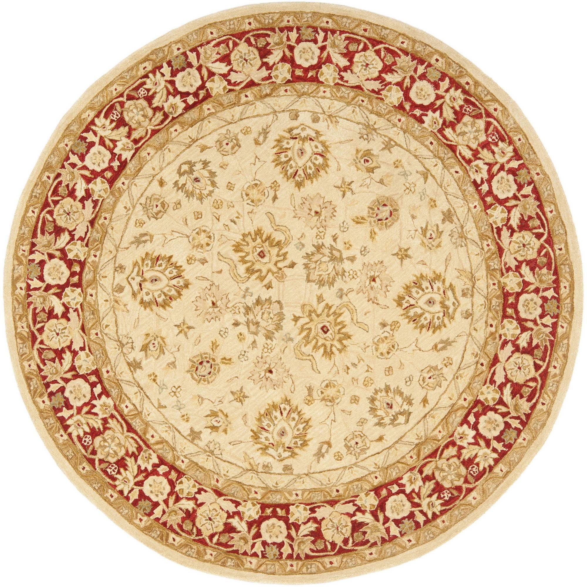 Anatolia AN522 Hand Tufted Indoor Area Rug - Ivory/Red - 8' Round - Safavieh