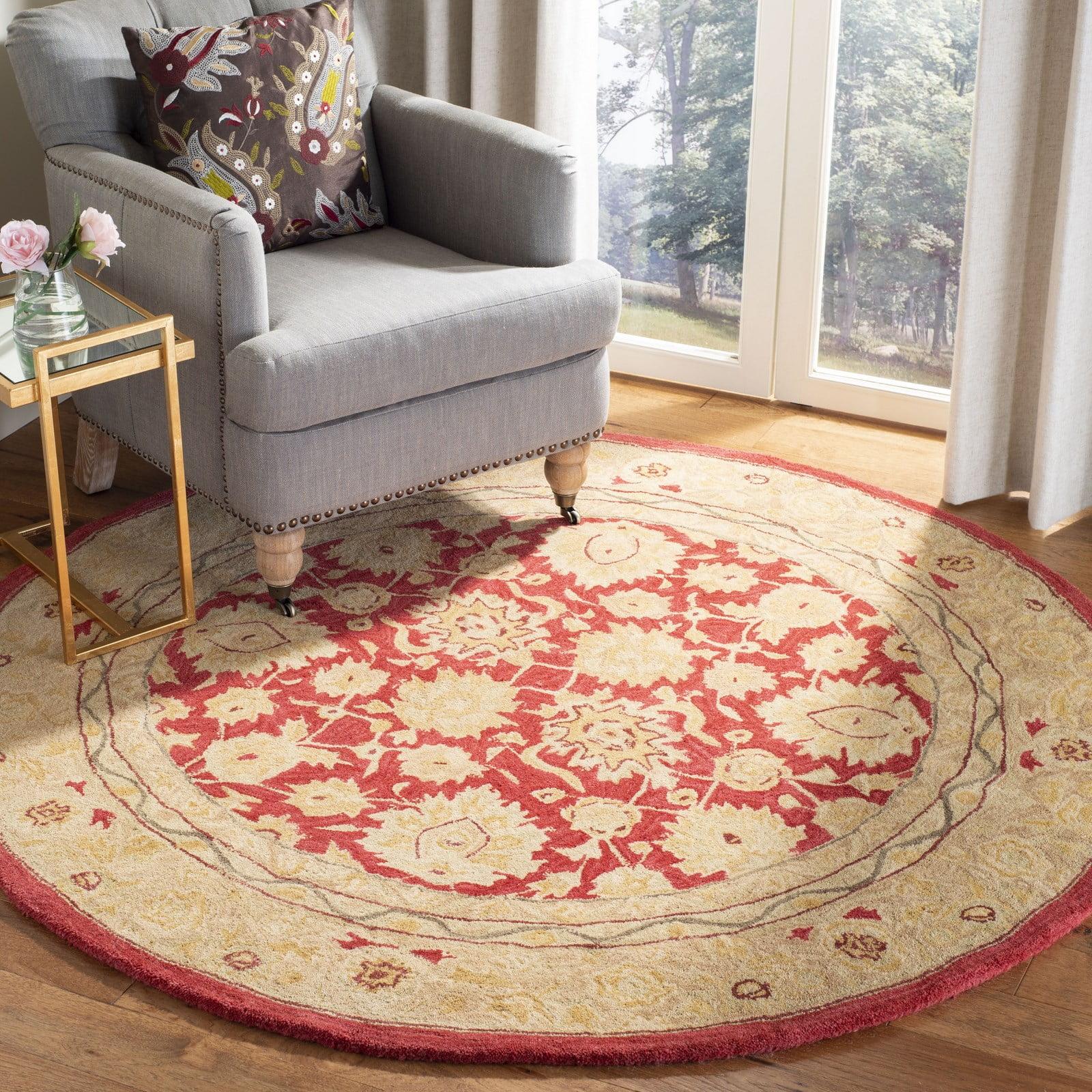 Anatolia AN522 Hand Tufted Indoor Area Rug - Red/Ivory - 4' Round - Safavieh