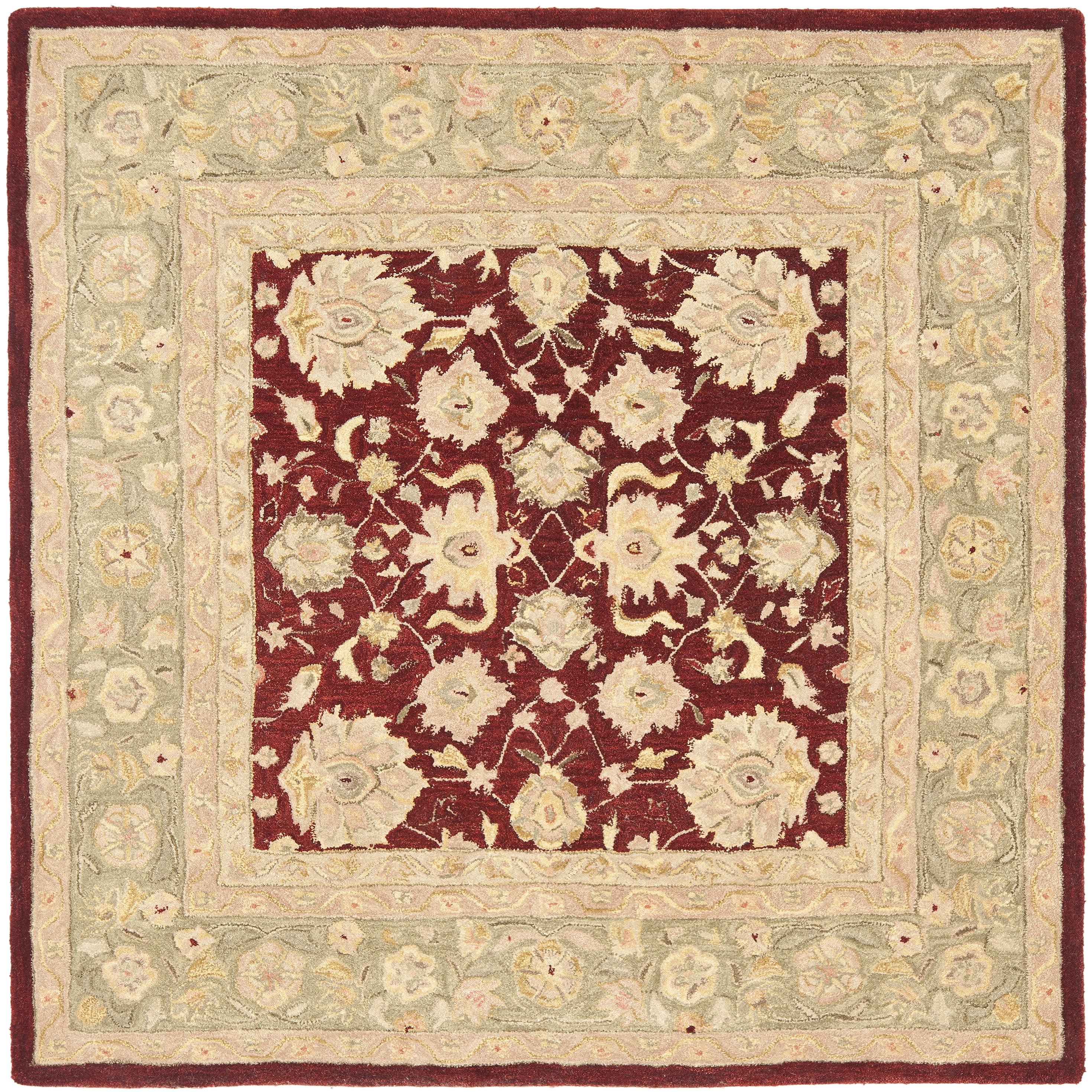Anatolia AN522 Hand Tufted Indoor Area Rug - Red/Moss - 8'x8' - Safavieh