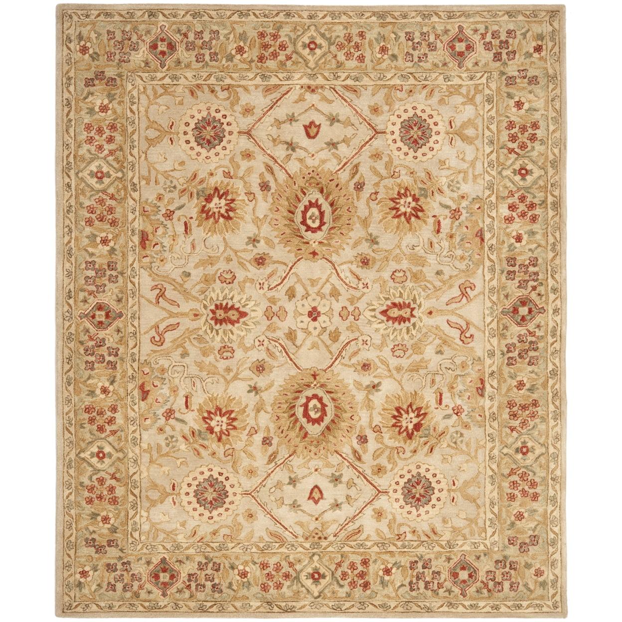 SAFAVIEH Anatolia Trinity Traditional Wool Area Rug, Ivory/Sage, 2' x 3'