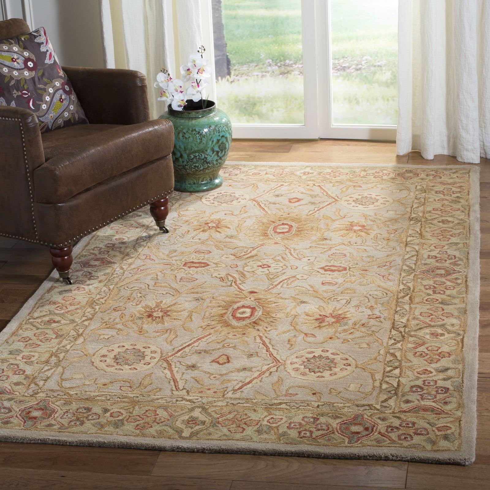 Handmade Tufted Beige Wool Rectangular Rug 4' x 6'