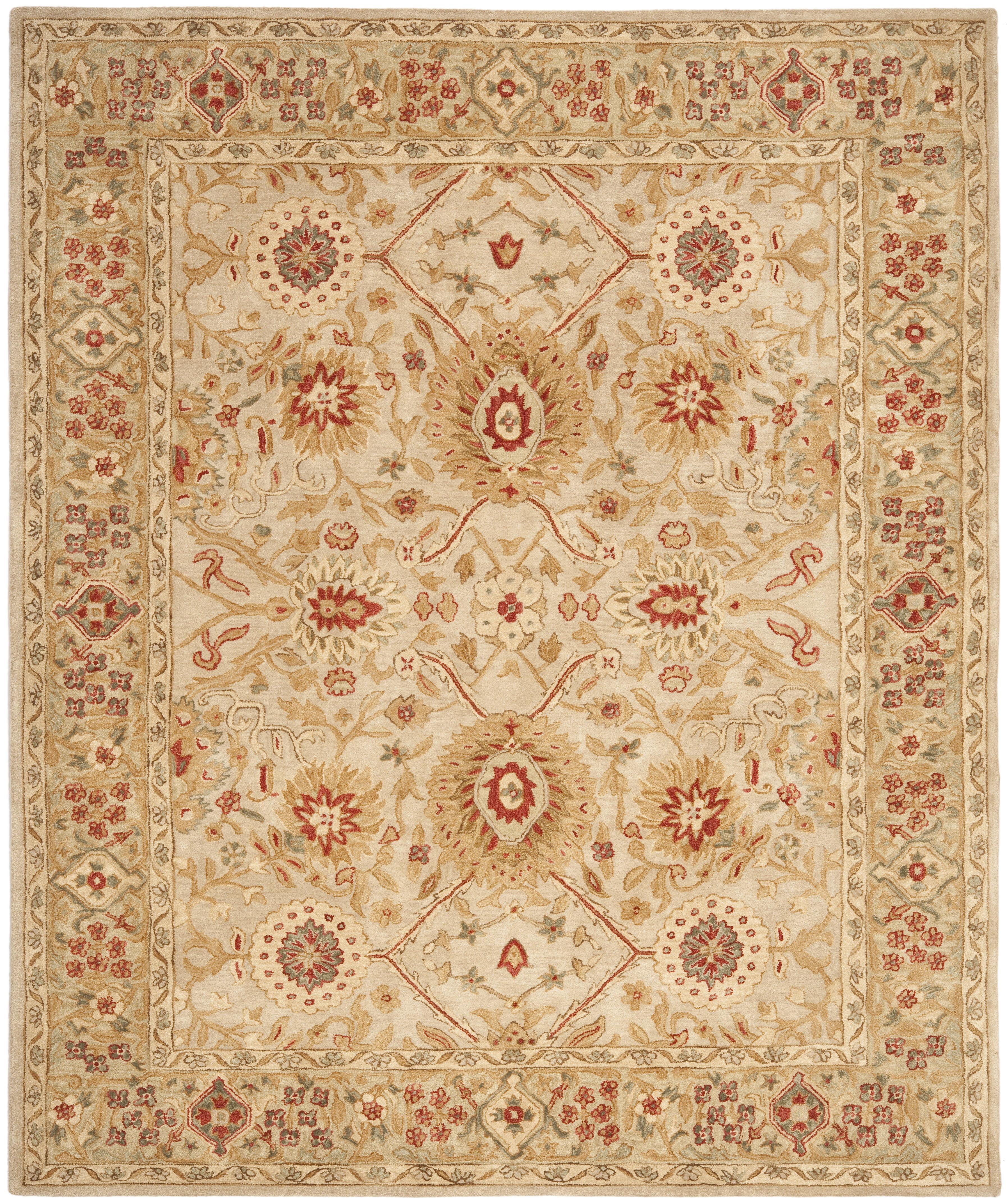 SAFAVIEH Anatolia Trinity Traditional Wool Area Rug, Ivory/Sage, 9' x 12'