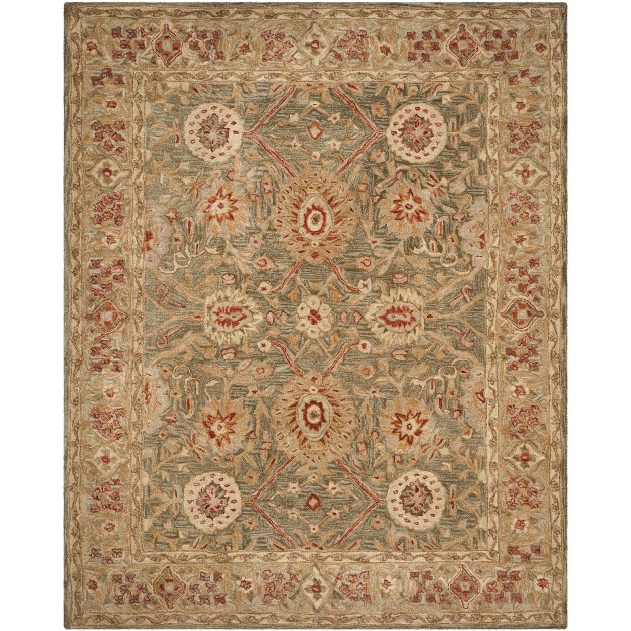 SAFAVIEH Anatolia Trinity Traditional Wool Area Rug, Sage/Ivory, 6' x 9'