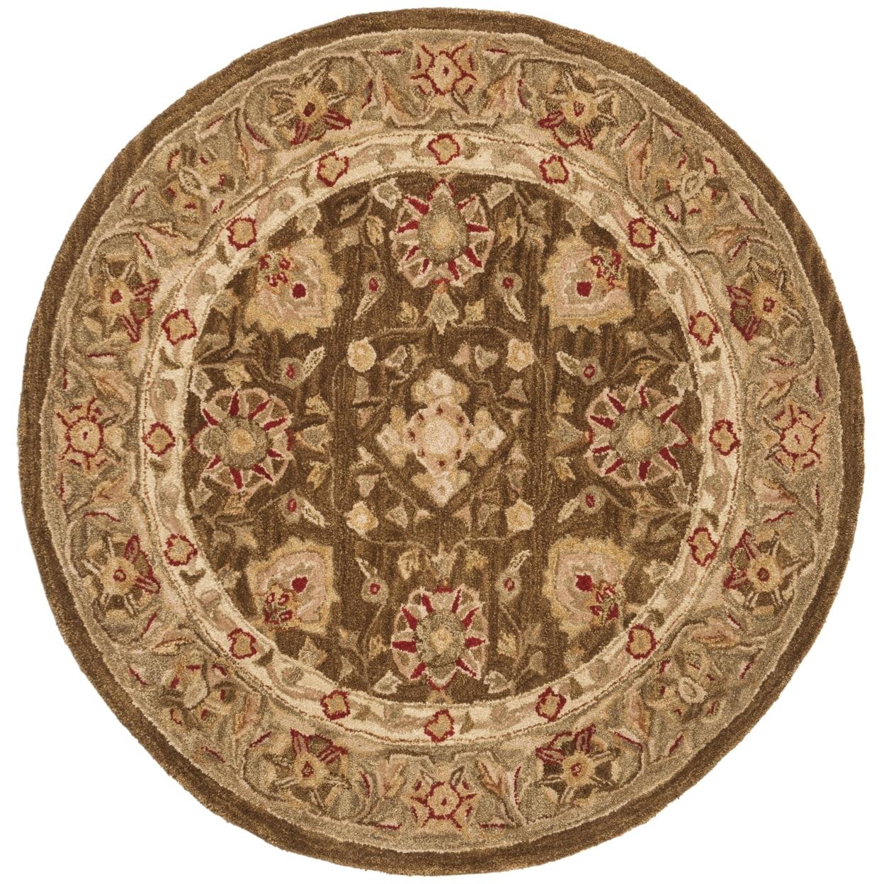 Anatolia AN512 Hand Tufted Indoor Area Rug - Brown/Green - 8' Round - Safavieh