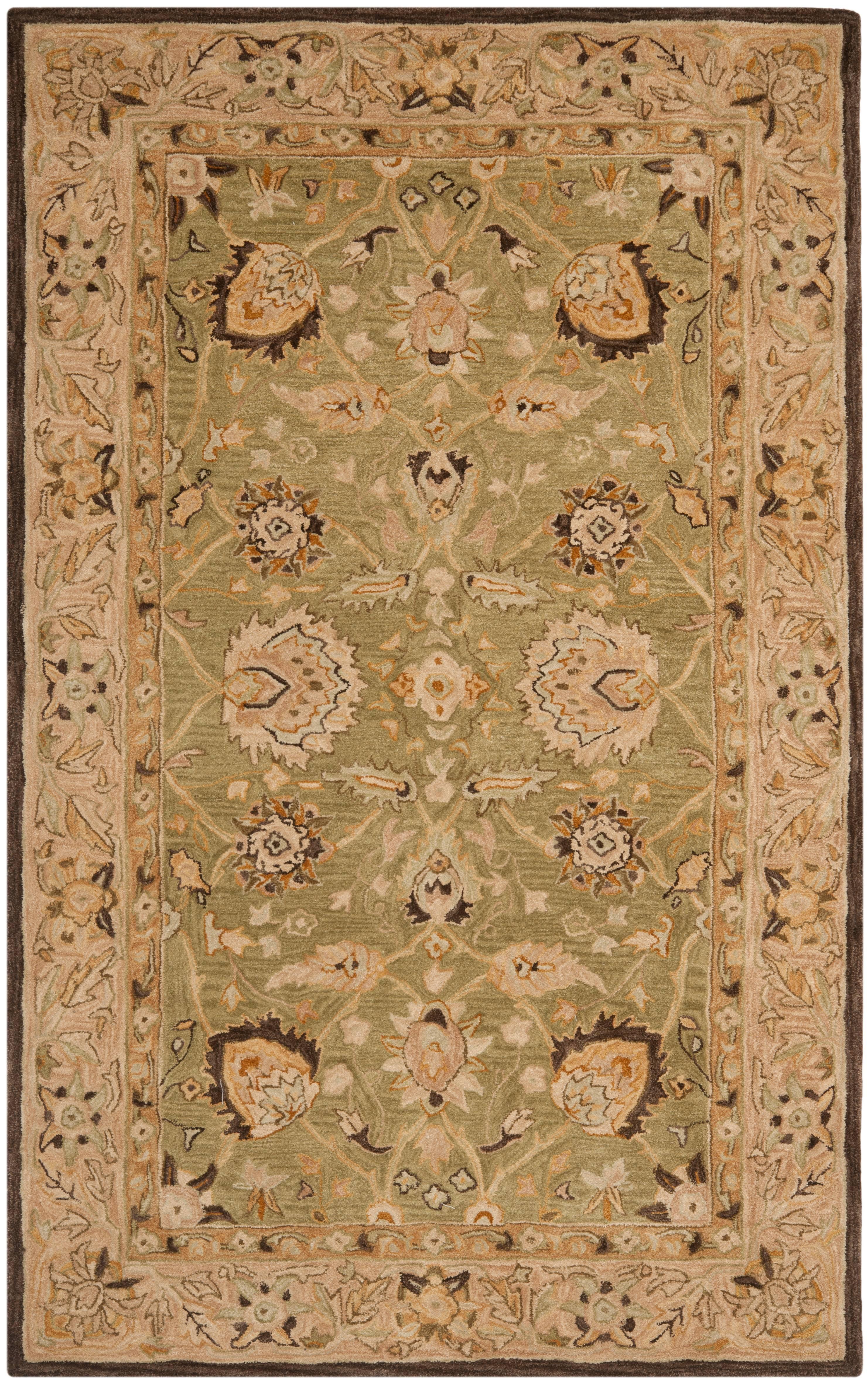 SAFAVIEH Anatolia Venice Traditional Wool Area Rug, Sage/Beige, 4' x 6'