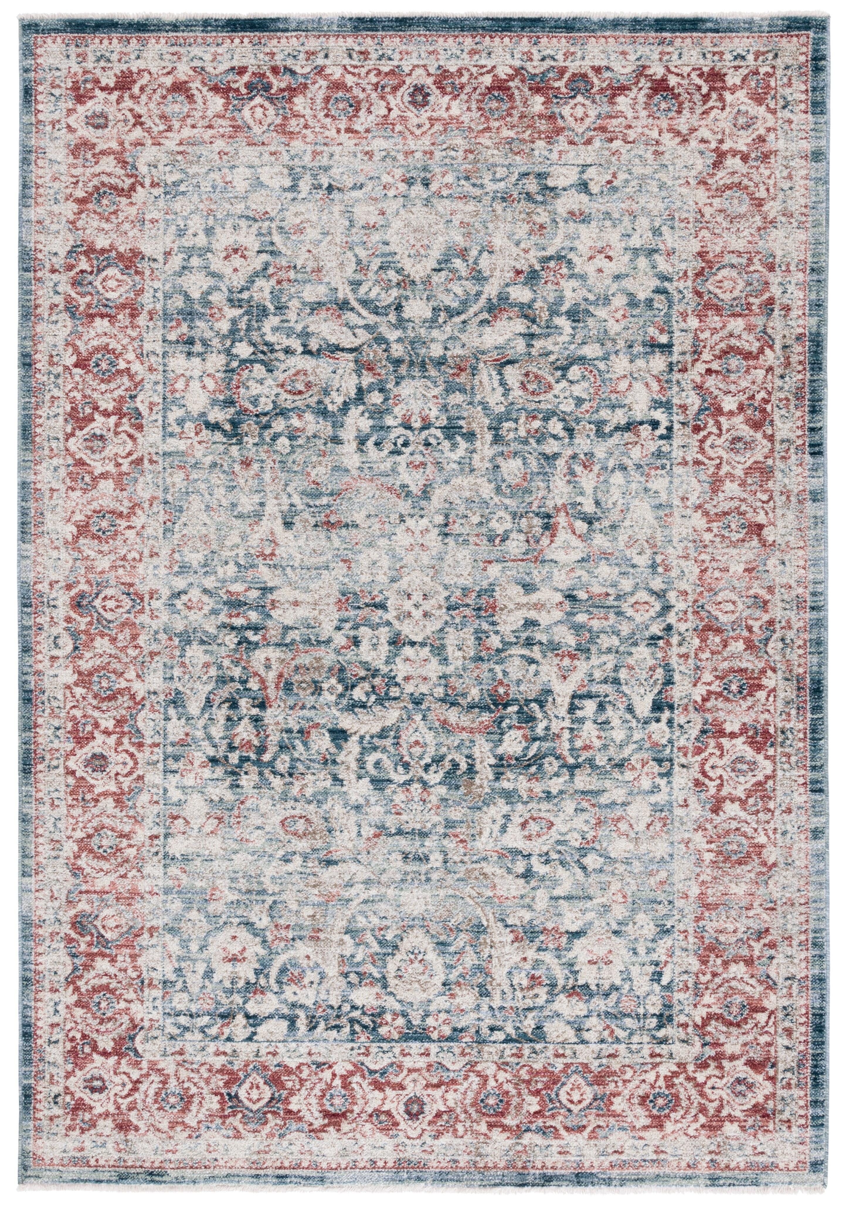 Antique Patina ANP640 Machine Made Loomed Area Rug - Blue/Rust - 5'-3" X 7'-7" - Safavieh
