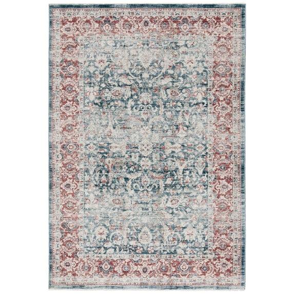 Antique Patina ANP640 Machine Made Loomed Area Rug - Blue/Rust - 5'-3" X 7'-7" - Safavieh