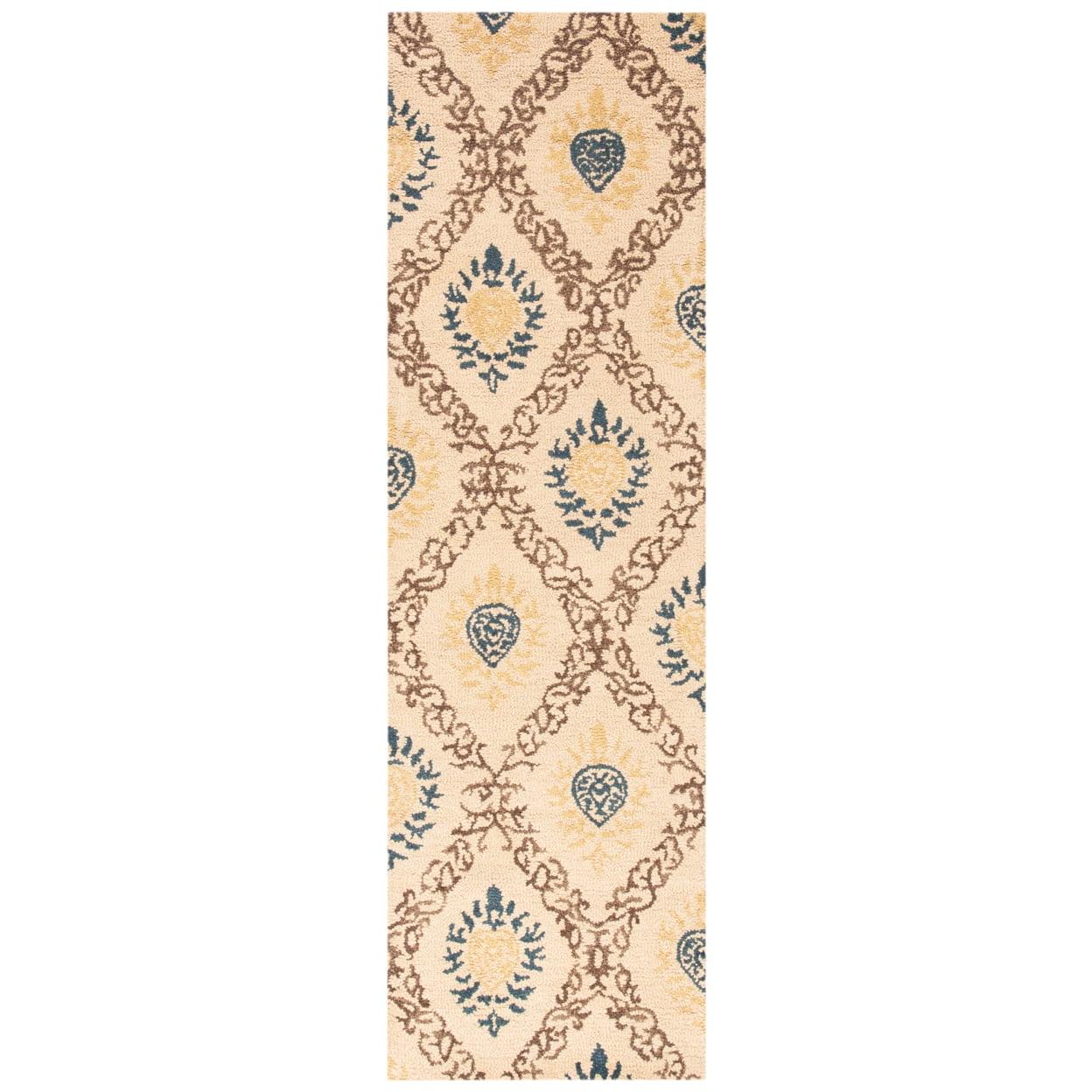 SAFAVIEH Antiquity Alphonse Geometric Diamonds Wool Runner Rug, Light Gold/Multi, 2'3" x 8'