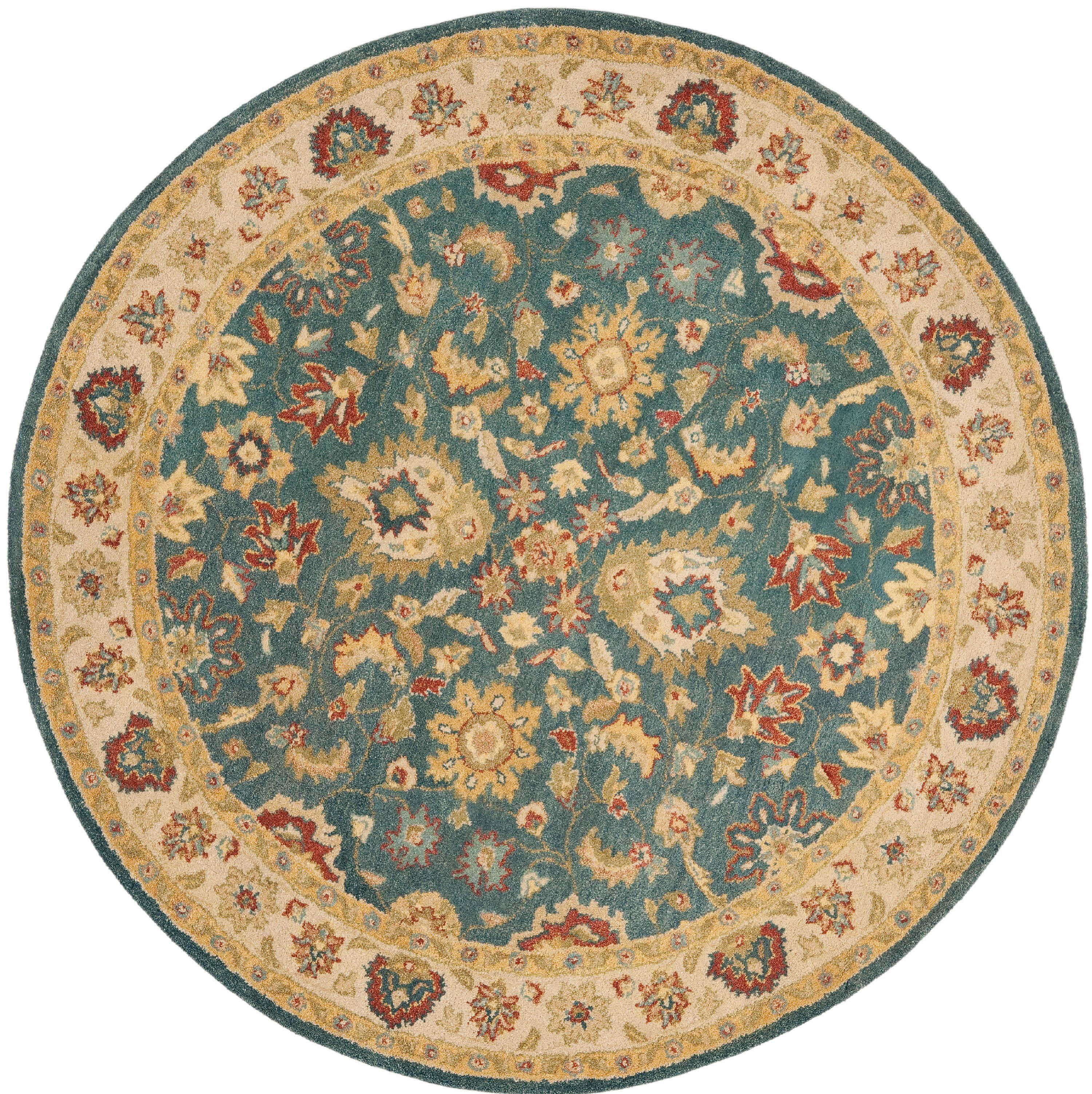 SAFAVIEH Antiquity Anderson Oriental Wool Area Rug, Blue/Beige, 6' x 6' Round