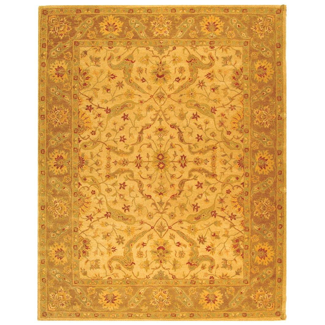 SAFAVIEH Antiquity Beaufort Traditional Floral Wool Area Rug, Ivory/Brown, 7'6" x 9'6"