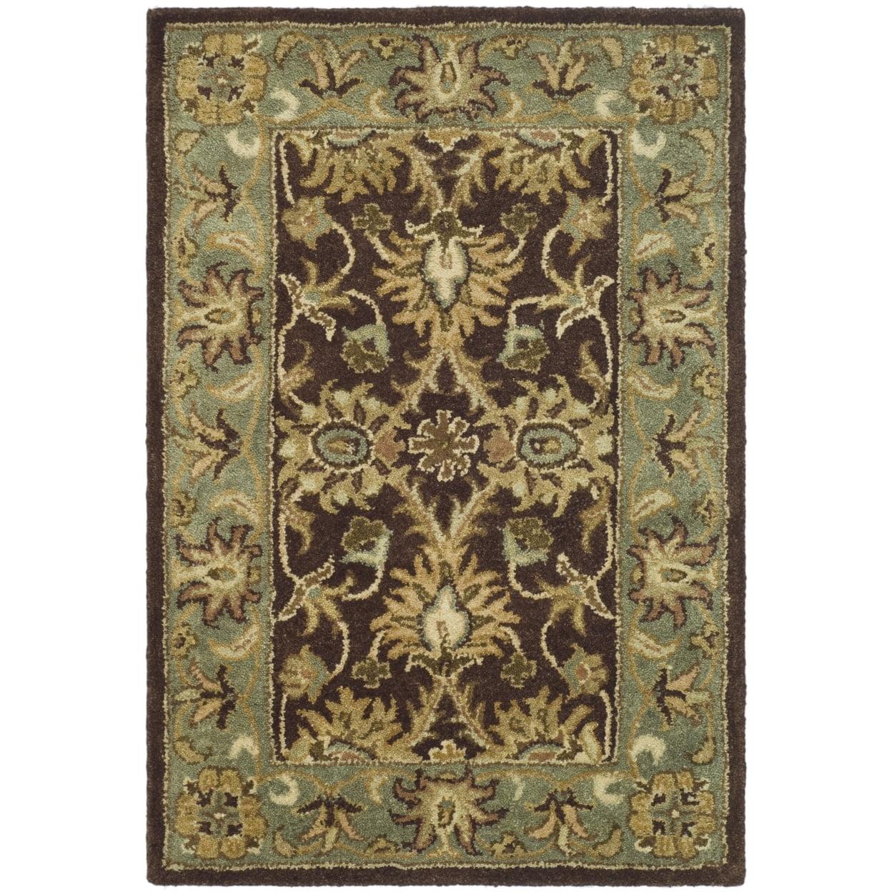 Antiquity AT249 Hand Tufted Accent Rug - Chocolate/Blue - 2'3"x4' - Safavieh.