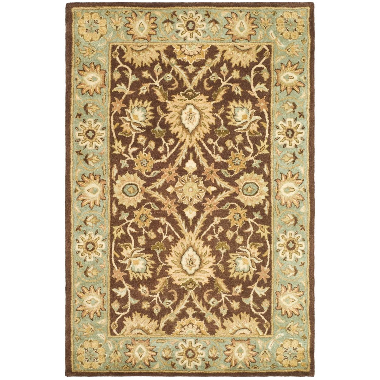 SAFAVIEH Antiquity Beaumont Traditional Wool Area Rug, Chocolate/Blue, 4' x 6'