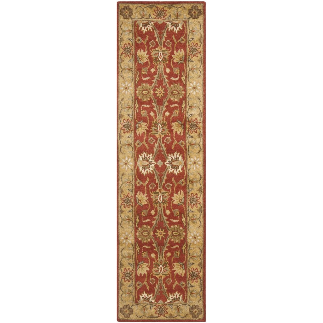 Elegant Rust & Gold Wool Runner Rug - Hand Tufted, 2'3" x 12'