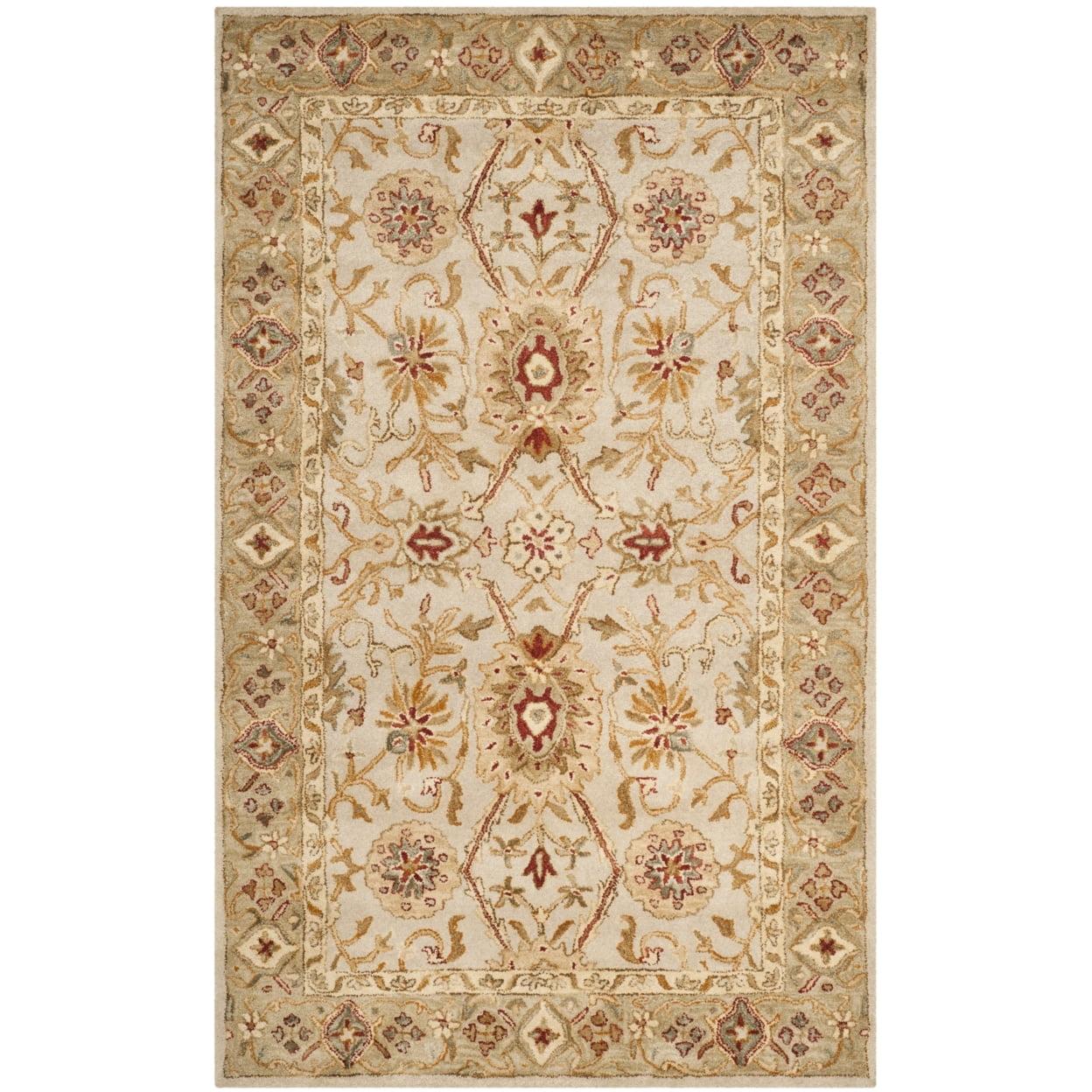 Handmade Gray Beige Wool 4' x 6' Persian Area Rug