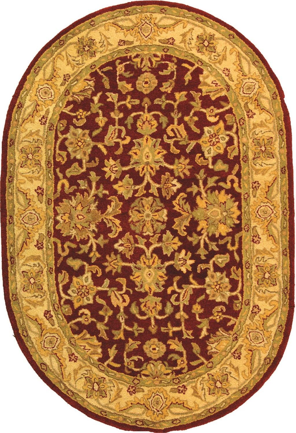 Antiquity AT312 Hand Tufted Area Rug - Red/Gold - 7'6"x9'6" Oval - Safavieh.
