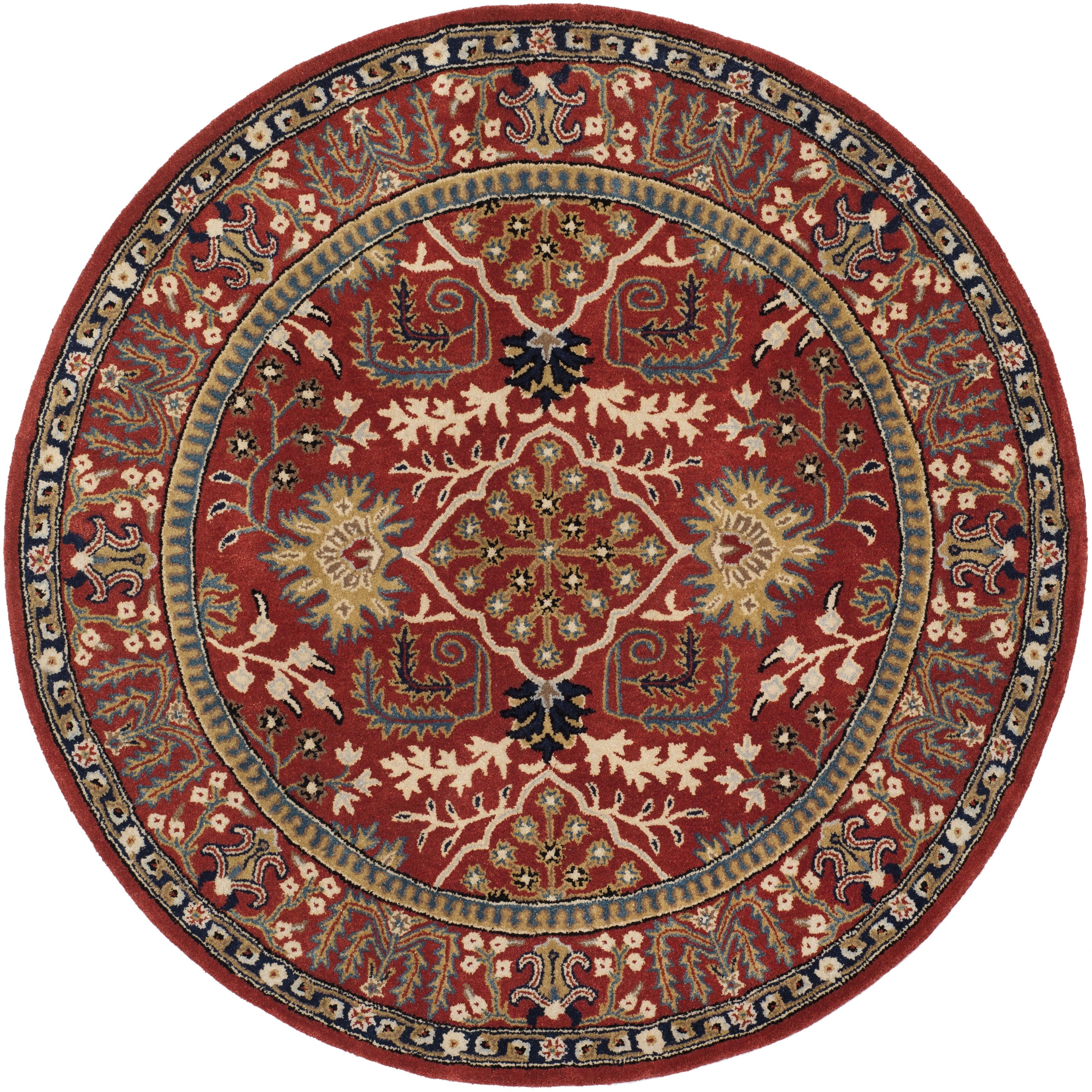 Antiquity AT64 Hand Tufted Area Rug - Red/Multi - 6' Round - Safavieh.