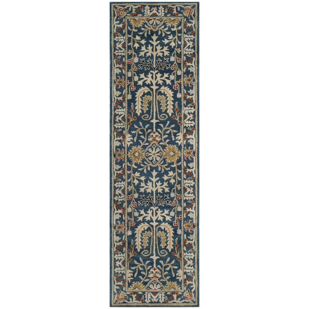 Antiquity AT64 Hand Tufted Runner Rug - Dark Blue/Multi - 2'3"x8' - Safavieh.
