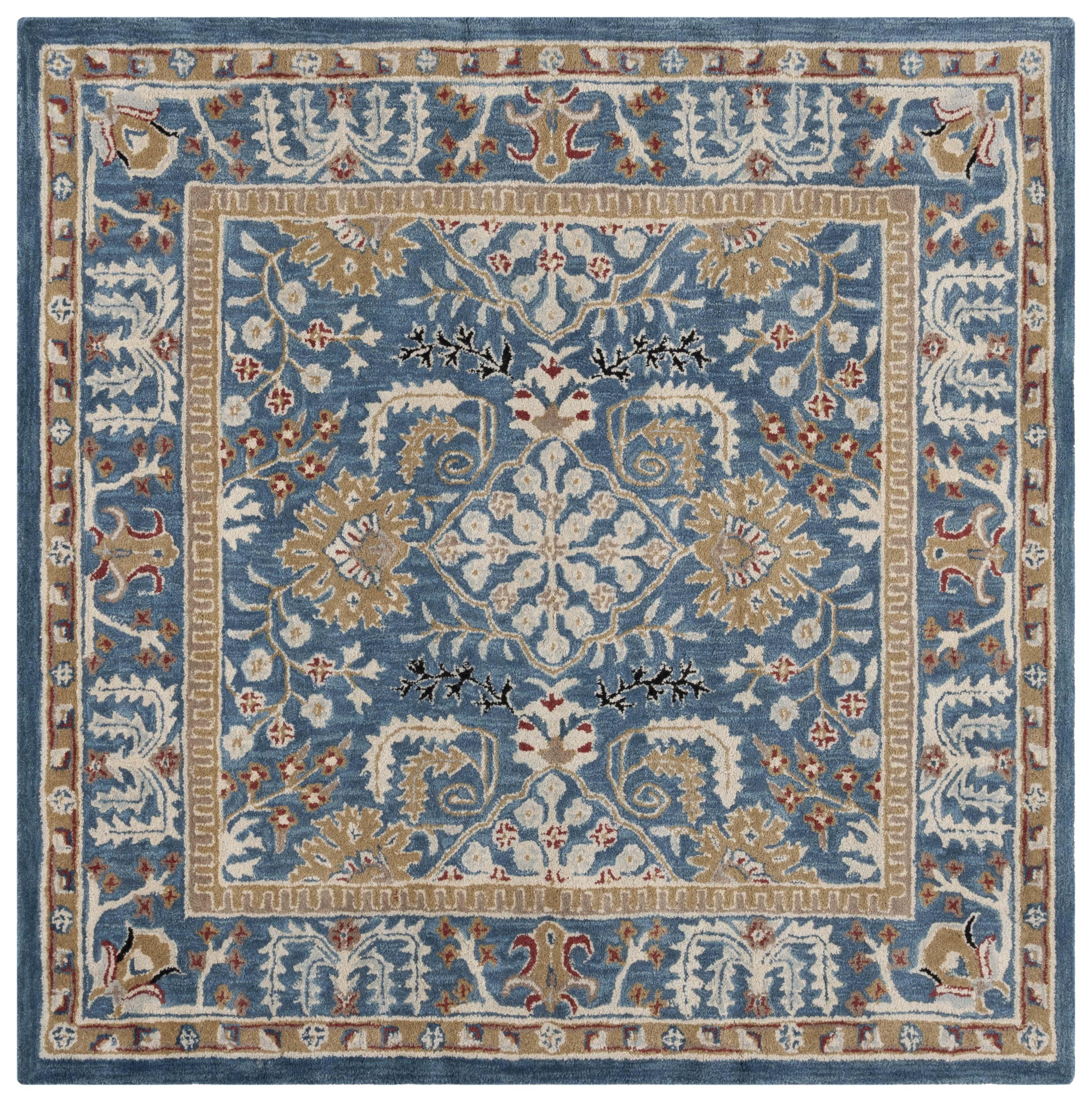 Antiquity AT64 Hand Tufted Area Rug - Dark Blue/Multi - 4'x4' - Safavieh.