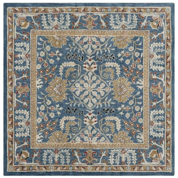 Antiquity AT64 Hand Tufted Area Rug - Dark Blue/Multi - 4'x4' - Safavieh.
