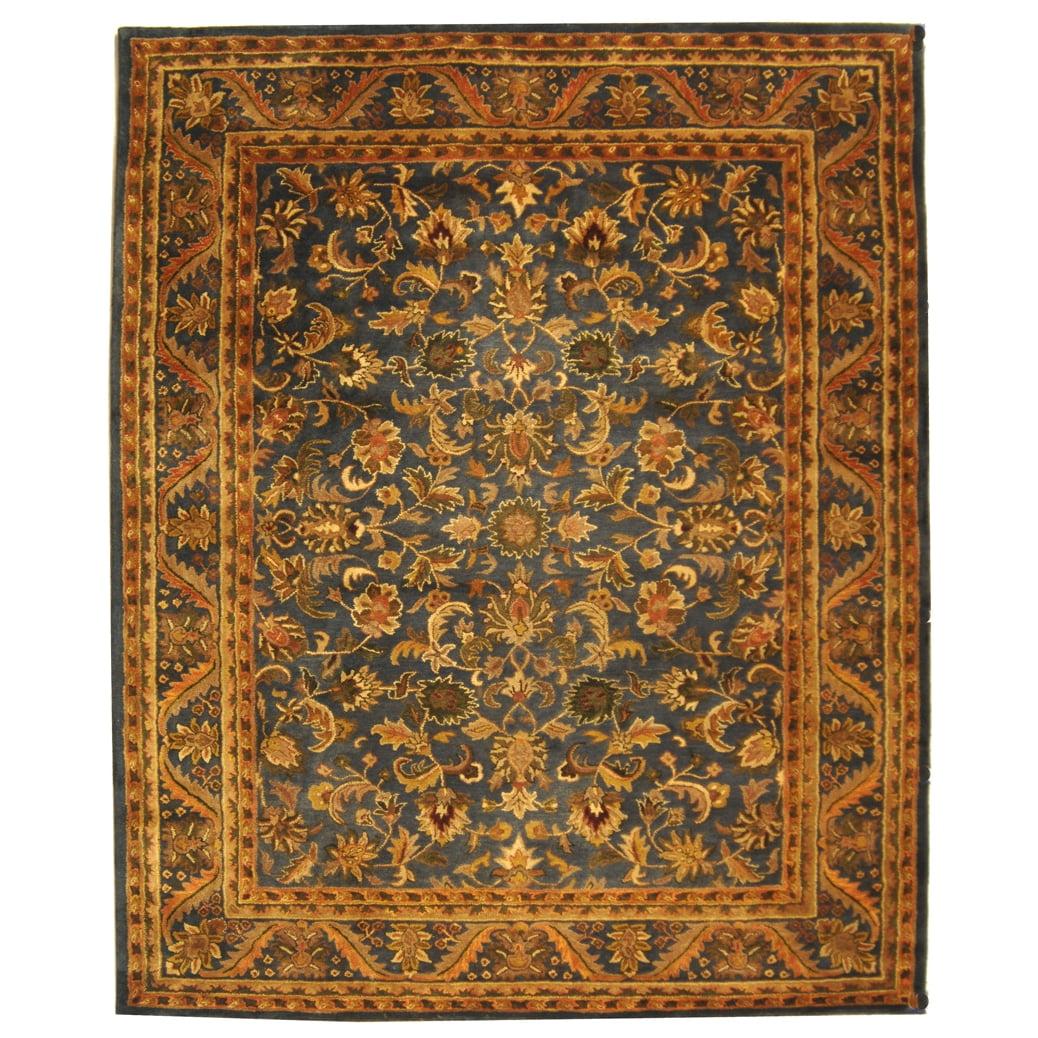 SAFAVIEH Antiquity Carmella Floral Bordered Wool Area Rug, Blue/Gold, 11' x 16'